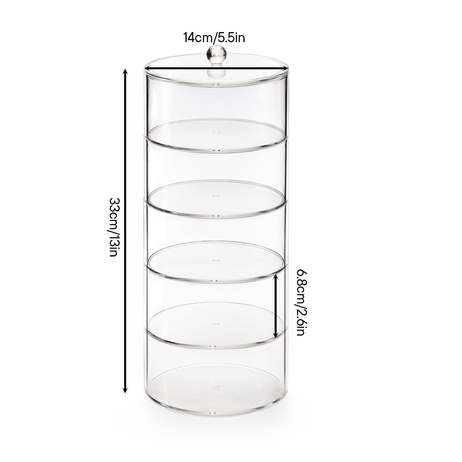 ZENFUN 5-Tier Clear Acrylic Belt Organizer - Stackable Jewelry & Watch Storage Box for Closet, Drawer, Vanity - Perfect for Hair Accessories, Watches, Rings (3