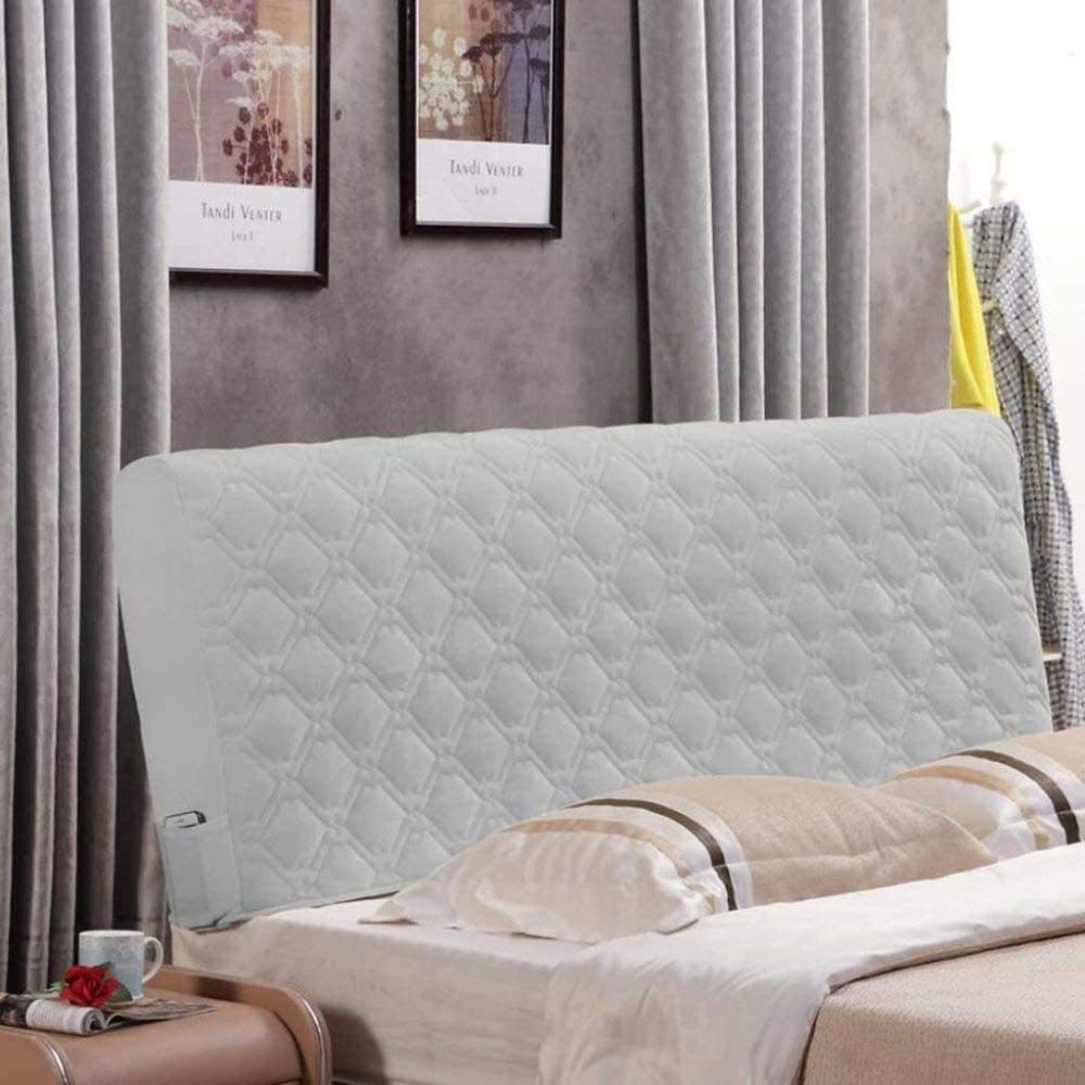 Purple & Pink Headboard Cover for Twin, Queen, Full & California King Beds - Thick Cotton Dustproof Stretch Slipcover Protector - Light Grey 47