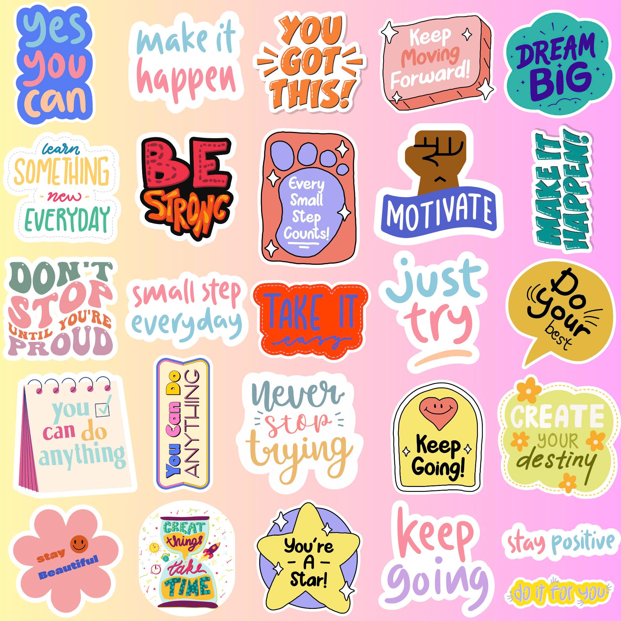 Motivational Vinyl Stickers - Inspirational Positive Quote Decals for Water Bottles, Skateboards & Laptops - Encouraging Gift Ideas for Students, Kids & Teens - Perfect for School, Work & Daily Motivation