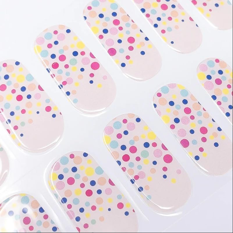 Semi Cured Gel Nail Strips - 20PCS Salon Quality Nail Wraps for Women, Confetti Colorful UV Gel Nail Stickers (UV Light Required) - Perfect for DIY Manicures, Nail Art Designs & Special Occasions