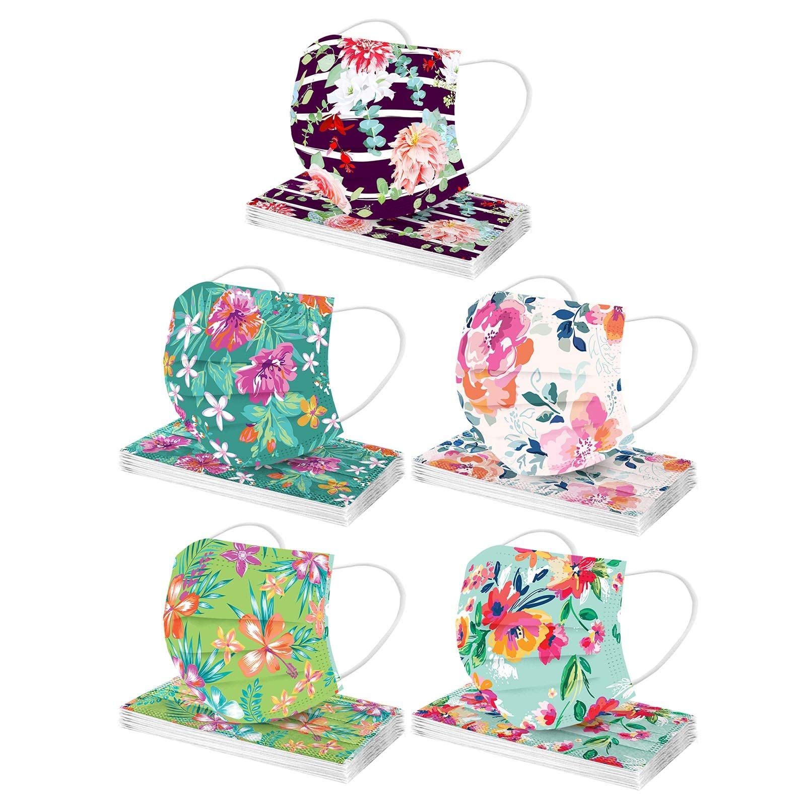 Easter Floral Disposable Face Masks for Adults - 3-Ply Breathable Rabbit Print Face Covering - Perfect for Easter Celebrations, Spring Events & Outdoor Gatherings