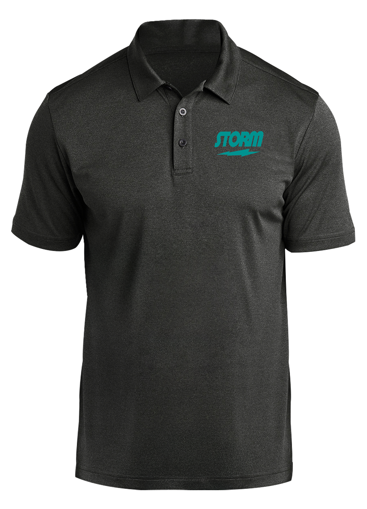 Storm Teal Prime Polo Shirt for Men - Moisture Wicking & Breathable Performance Golf & Casual Wear - Black Heather Color