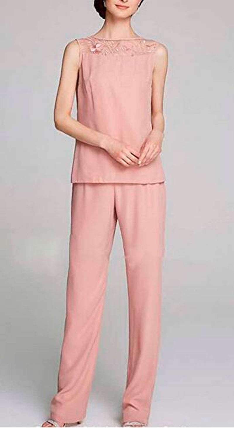 3-Piece Chiffon Mother of the Bride Pantsuit with Elegant Embroidery - Floor-Length Formal Wedding Outfit for Women | Perfect for Weddings, Receptions & Special Occasions