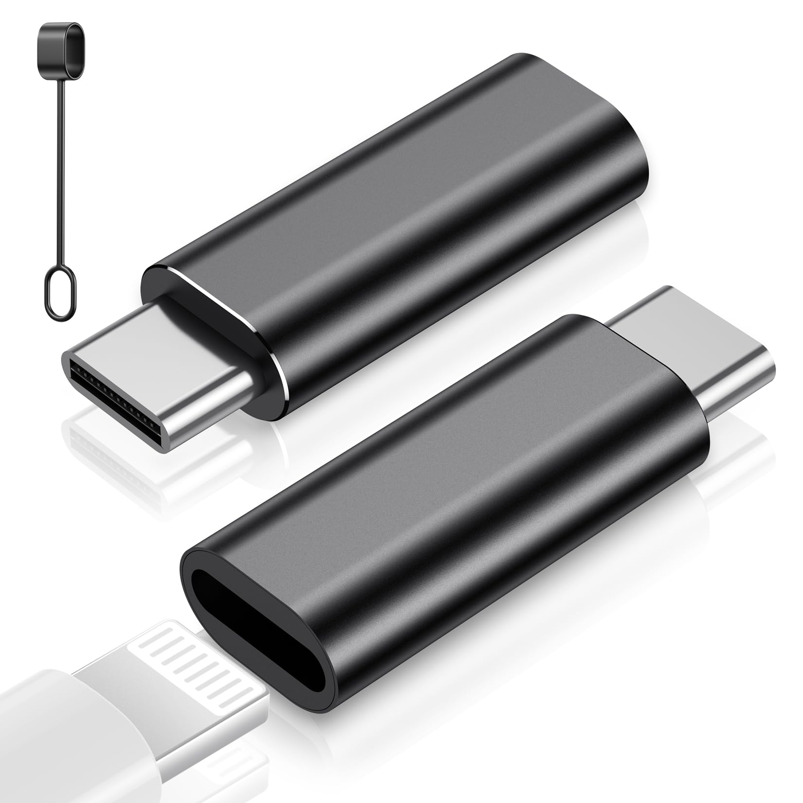 2 Pack Lightning to USB C Adapter for iPhone 15/16 Pro/Pro Max/Plus & Samsung S24 - Fast Charging Connector Cable - Compatible with iPhone 16/15 Chargers & Accessories (Black) - Perfect for Travel, Home & Office Charging