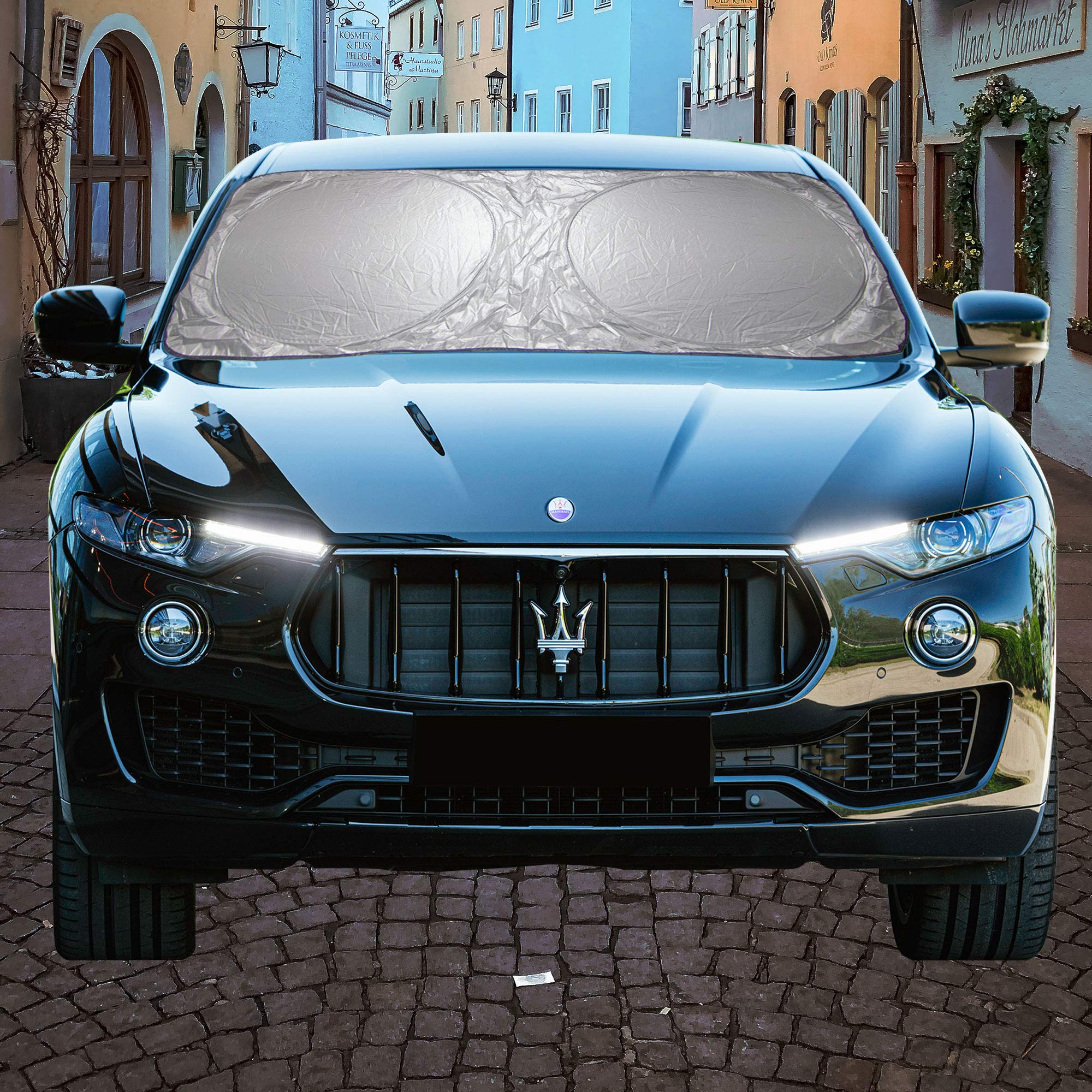 FH Group Foldable Reflective Car Windshield Sun Shade with Penguin Print, 63