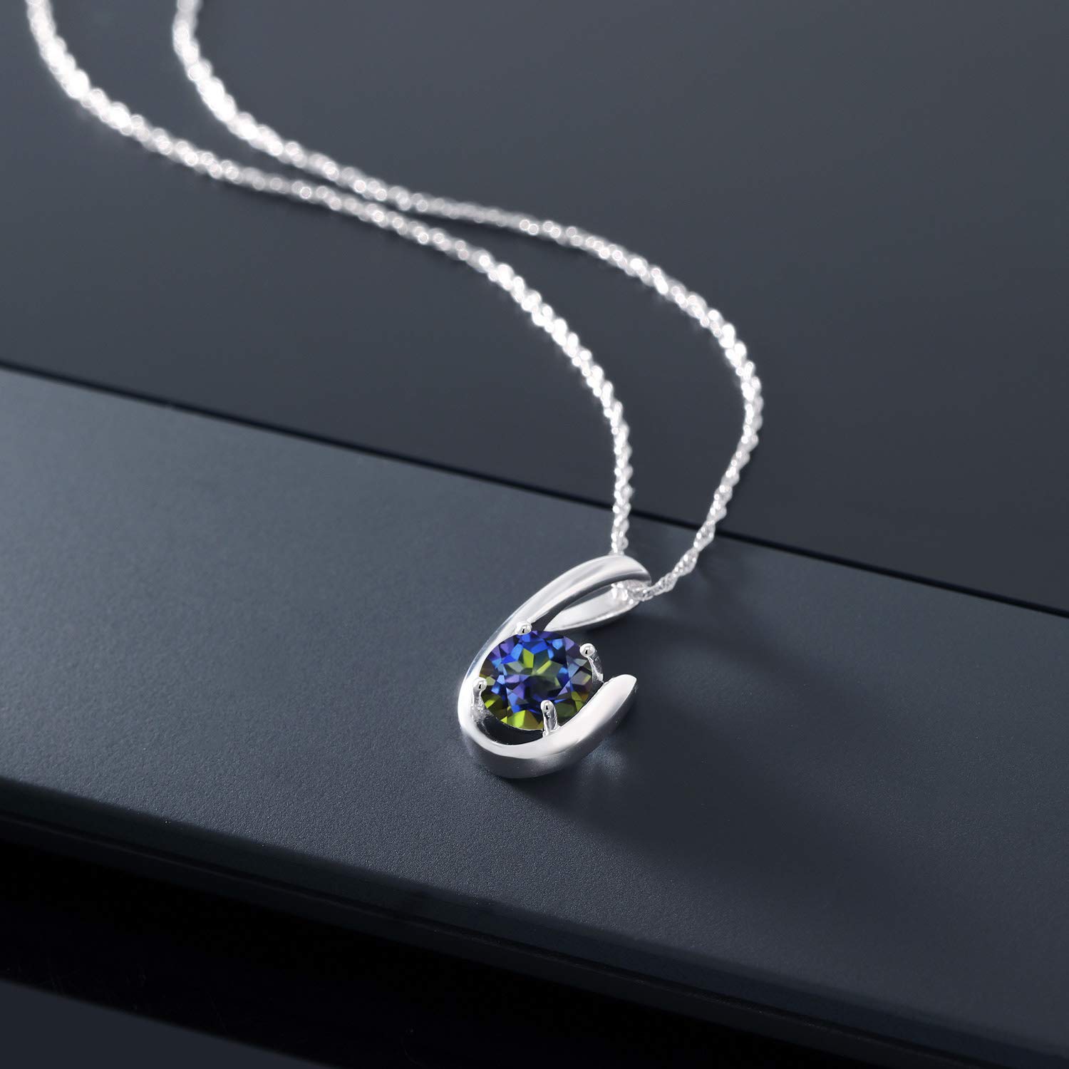 10K White Gold Round 6MM Birthstone Pendant Necklace for Women - 18 Inch Chain | Personalized Gift for Mom, Wife, Daughter | Perfect for Birthdays, Anniversaries & Special Occasions