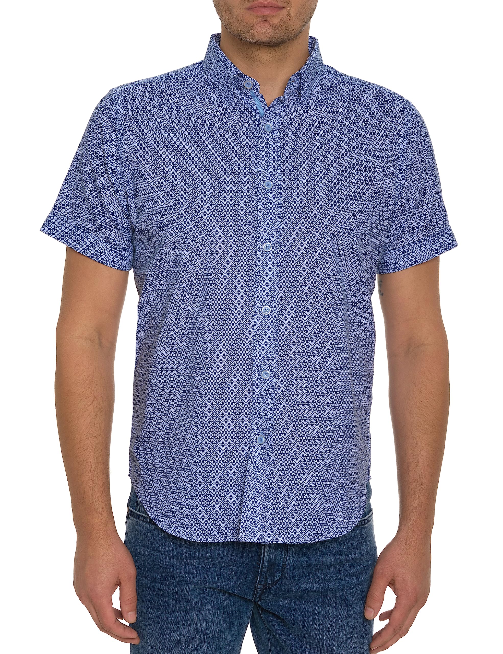 Robert Graham Men's Farina Short Sleeve Button Down Shirt - Casual Blue Hawaiian Print Shirt for Summer, X-Large - Perfect for Beach Vacations, Tropical Parties & Outdoor Events