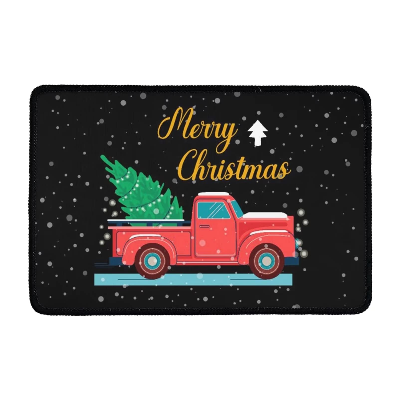 Belidome Christmas Door Mat with Farm Truck Print - Non-Slip Durable Absorbent Rug for Indoor/Outdoor Use - Perfect for Front Door, Kitchen, Bedroom & Xmas Party Decor