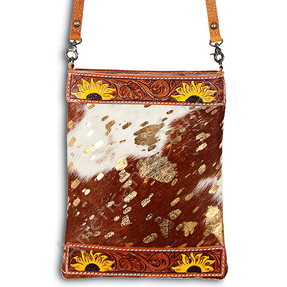 American Darling Hand Tooled Hair On Genuine Leather Women's Western Handbag Purse - Stylish Cowgirl Crossbody Bag for Rodeo, Country Music Festivals & Everyday Use