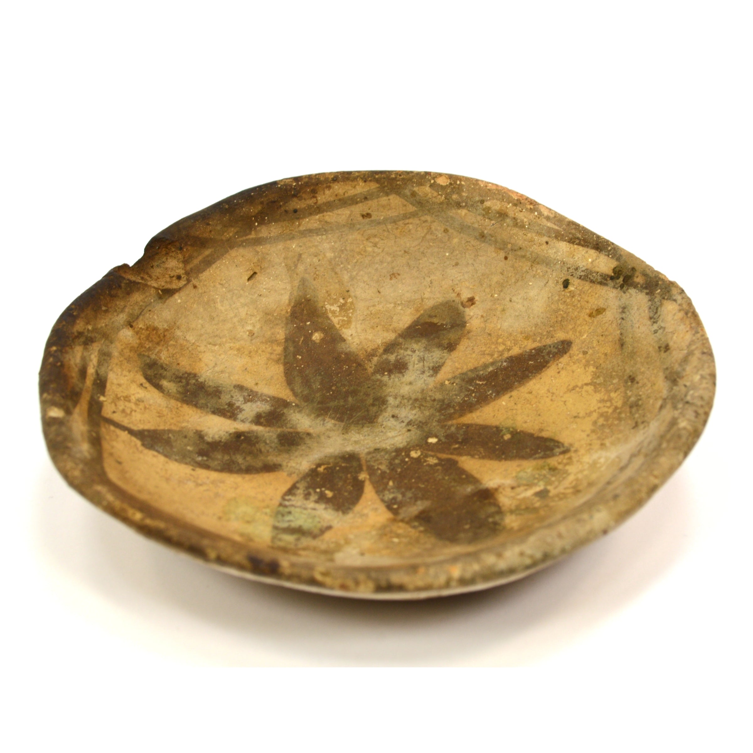 Ancient Pre-Columbian Small Pottery Dish Bowl with Flower Motif - Authentic Inca Artifact for Home Decor, Collectibles & Museum Display