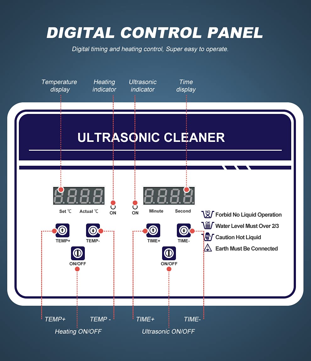 800ml 35W Digital Ultrasonic Cleaner for Jewelry, Eyeglasses, Watches & Small Parts - Professional Commercial Mini Cleaning Machine for Home & Business Use - Perfect for Cleaning Rings, Coins, Dentures & Electronic Components