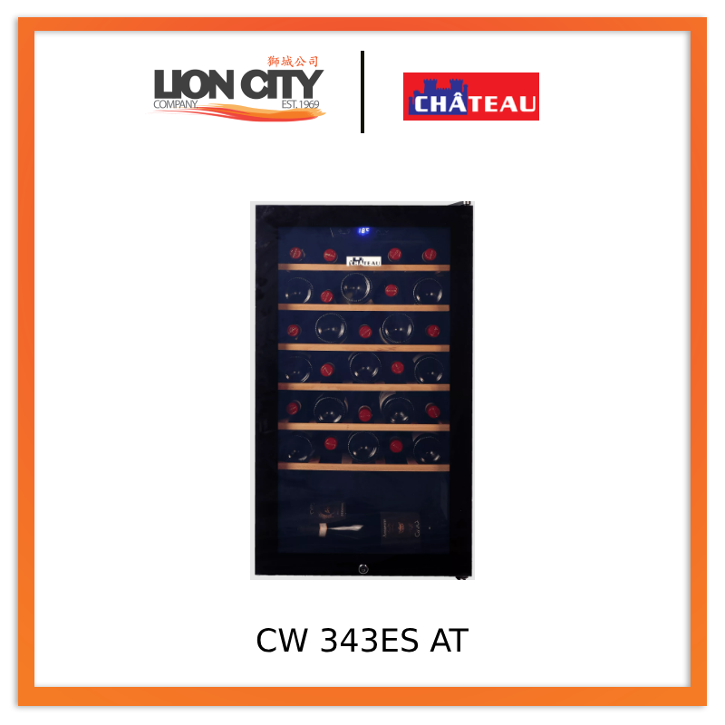Chateau CW 343ES AT 34 Bottle Wine Cooler Refrigerator - Dual Zone Temperature Control for Red & White Wine - Perfect for Home Bars, Restaurants, and Wine Cellars