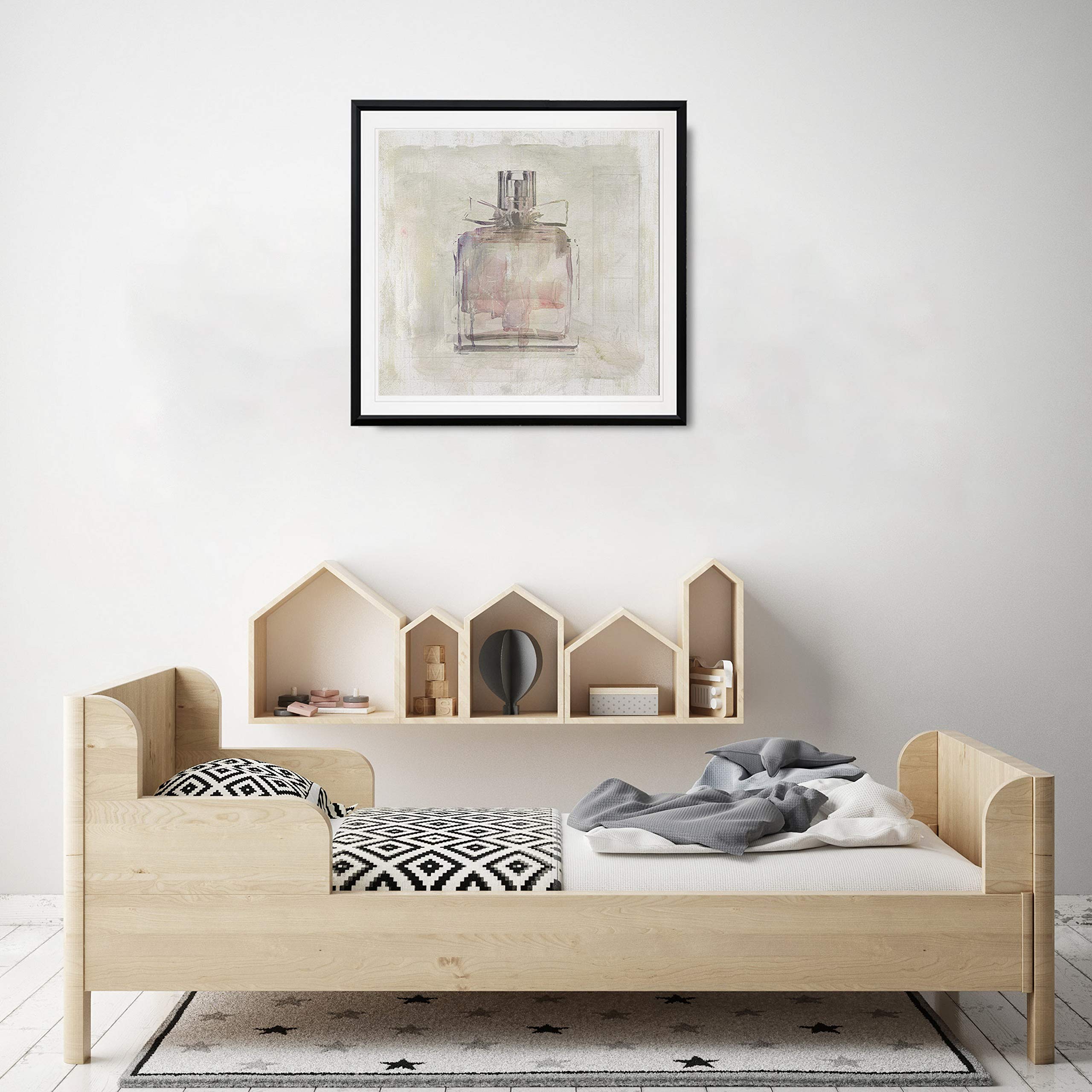 Renditions Gallery Pretty Perfume Vogue Fashion Wall Art - Pink Contemporary Framed Giclee Print Painting for Living Room & Bedroom Decor