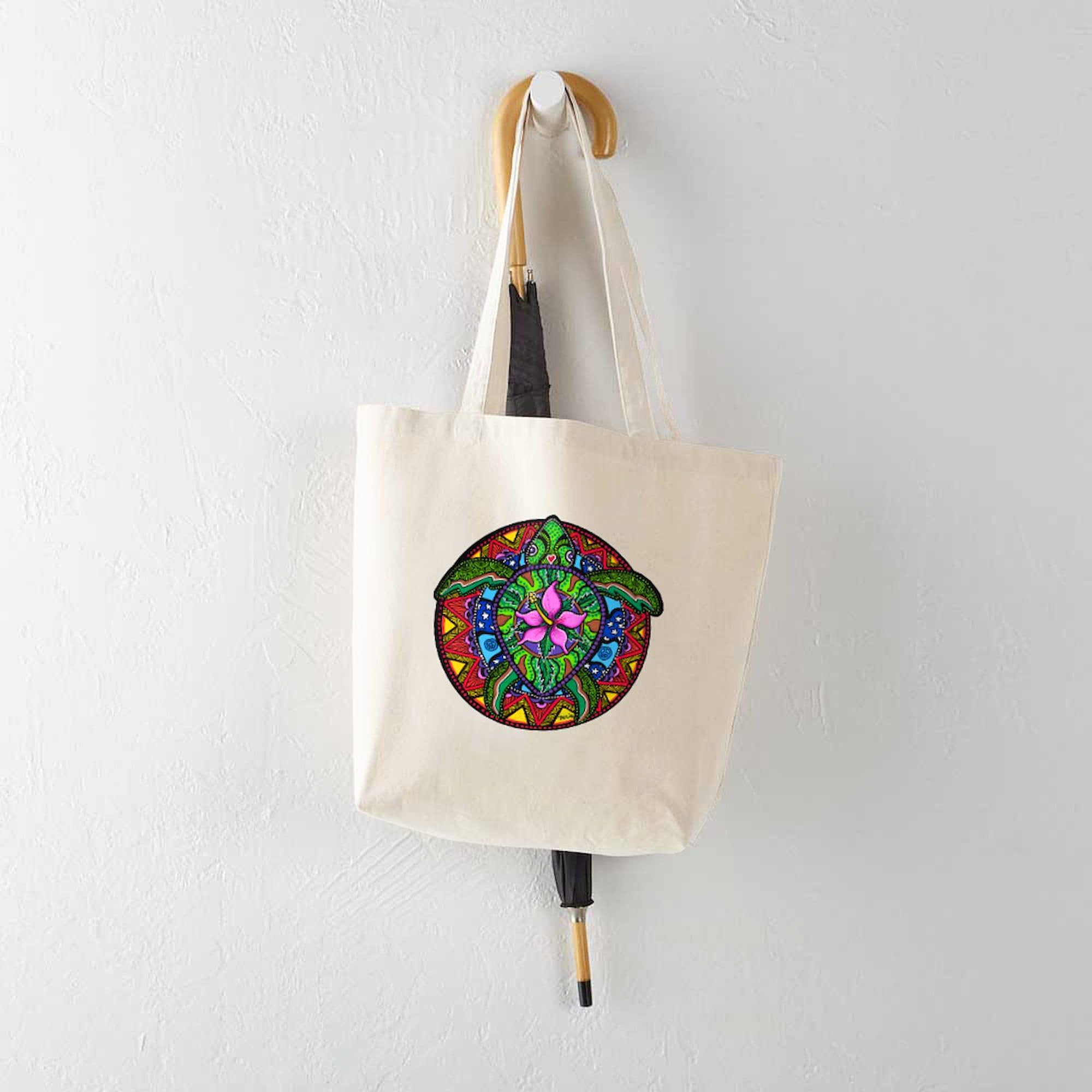 Sea Turtle Painting Canvas Tote Bag - Eco-Friendly Reusable Shopping Bag for Beach, Grocery & Daily Use | Natural Cotton Carryall