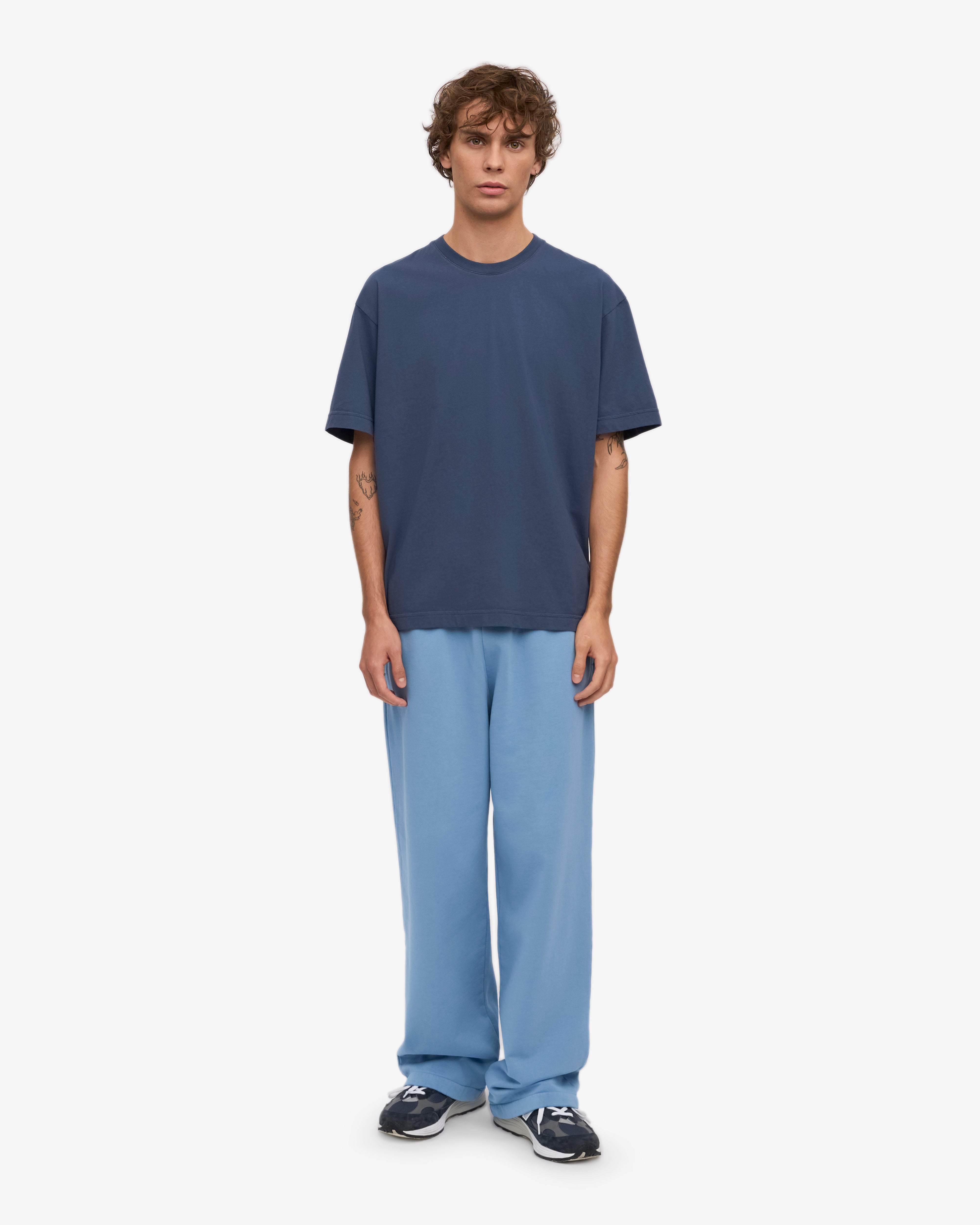 Organic Straight Leg Sweatpants for Women - Soft Comfortable Lounge Pants in Seaside Blue - Perfect for Yoga, Running & Casual Wear