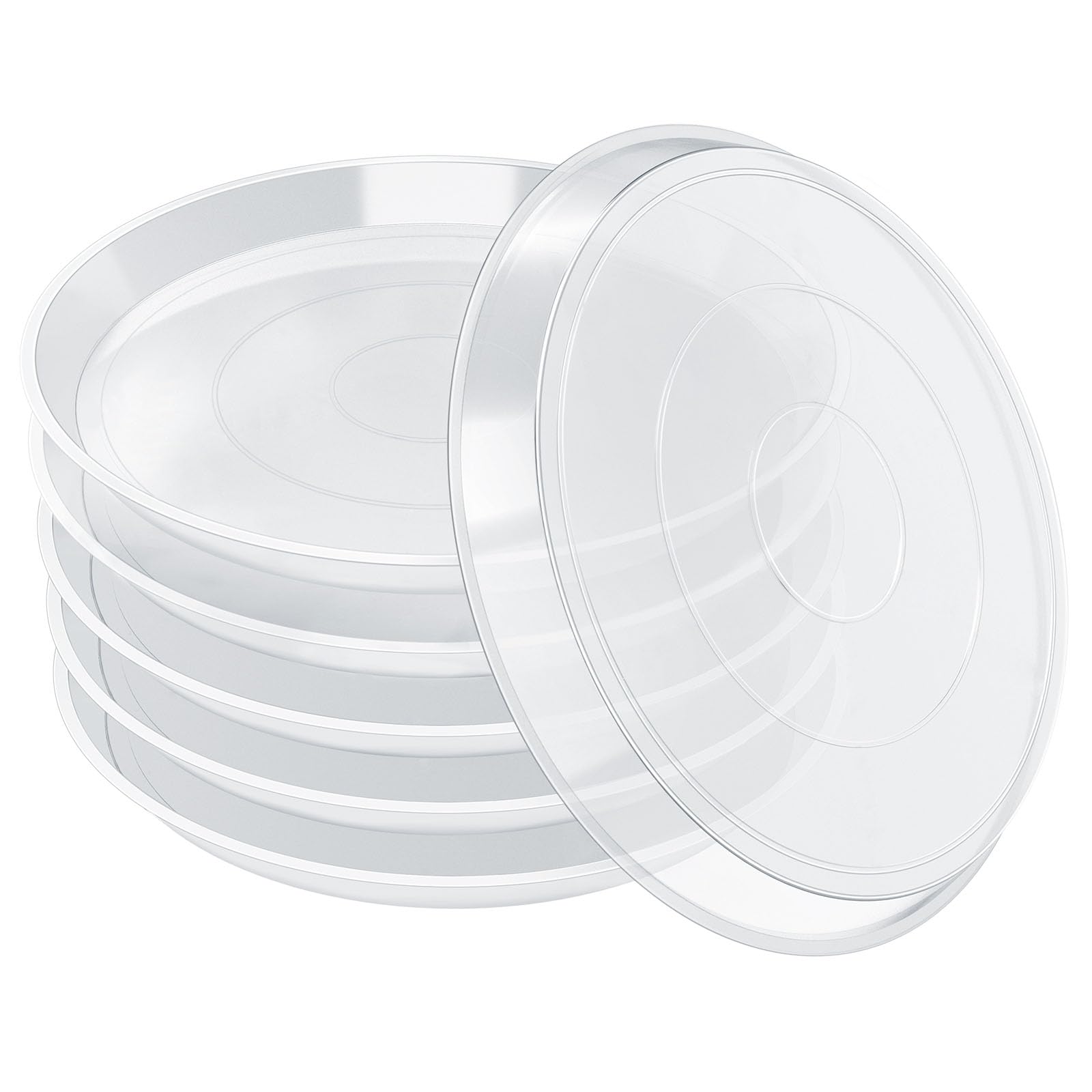 6 Pack Clear Plant Saucers for Pots - 4, 6, 8, 10, 12, 14, 16, 18, 20 Inch Durable Drip Trays | No Holes Water Catcher for Indoor & Outdoor Plants | Sturdy Base Plate (6