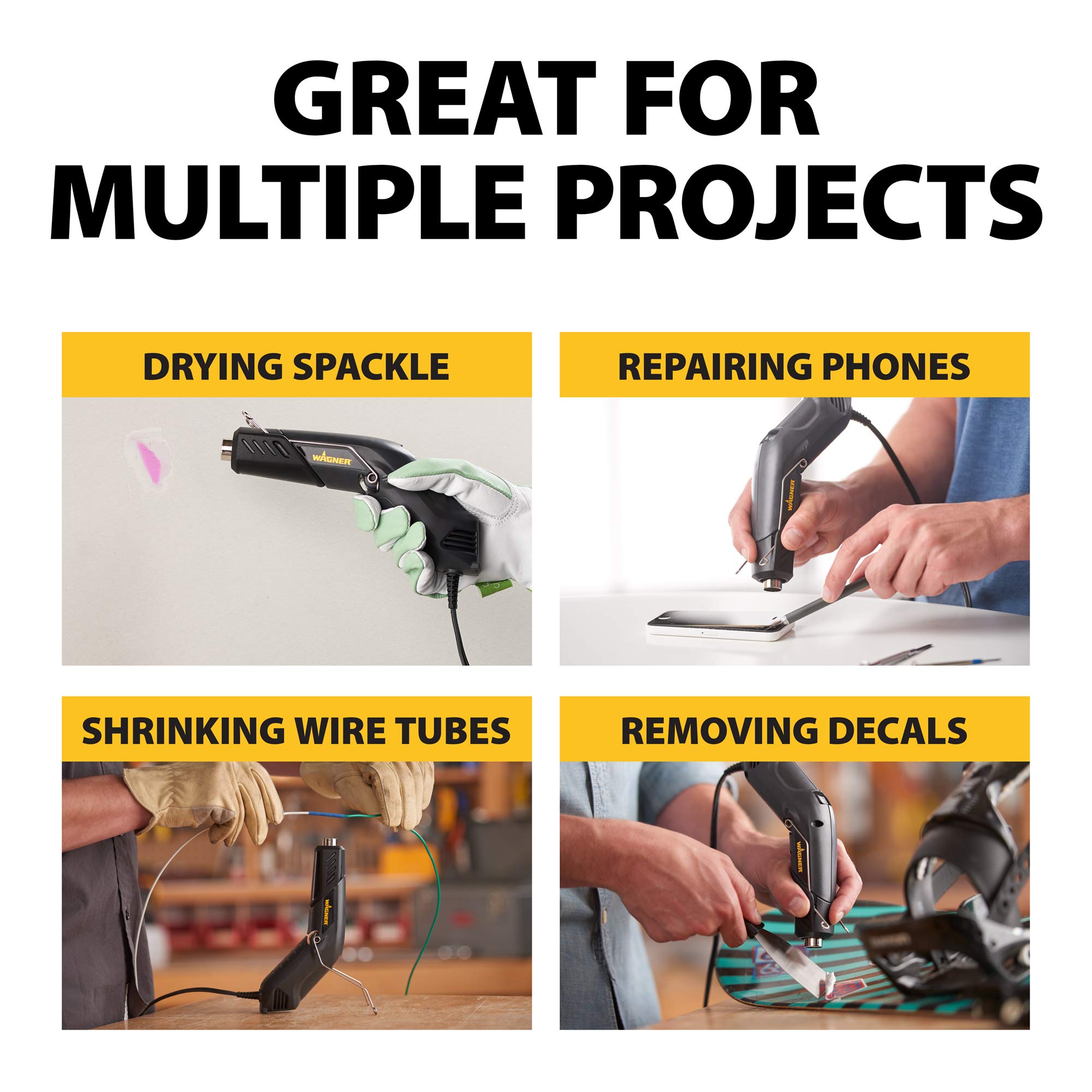 Wagner Spraytech 2410910 HT400 Electric Heat Gun Kit - Dual Temperature 680°F & 450°F for Electrical Wire Repair, Shrink Tubing, Shrink Wrapping, Auto Body Work | Perfect for DIY Projects, Home Repairs & Professional Use