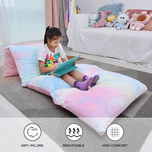 Unicorn Kids Floor Pillow - Soft Bed Seat Cover for Girls, Queen Size - Perfect for Playroom, Bedroom, and Cozy Reading Nook