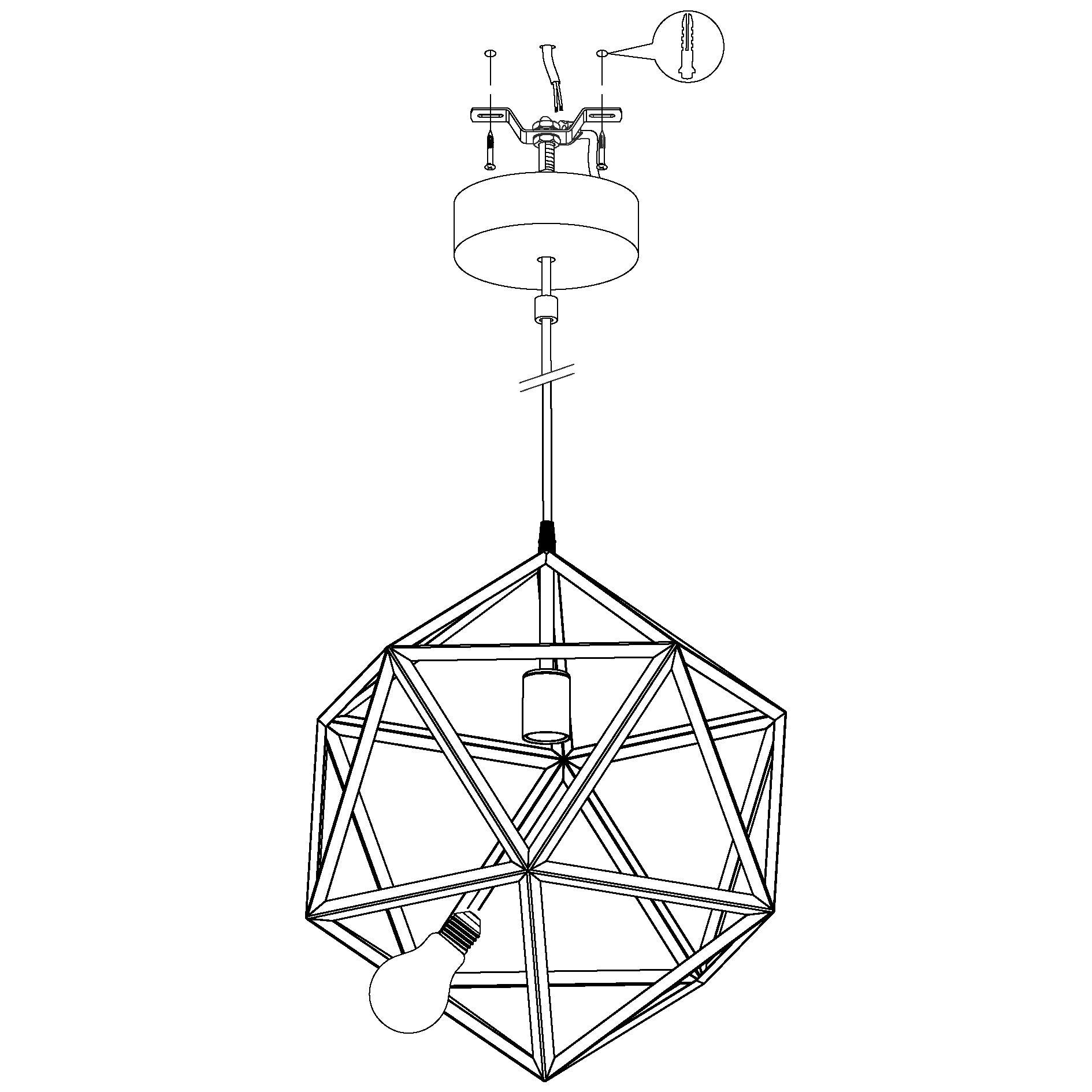 Eglo Embleton Black Diamond-Shaped Metal Ceiling Pendant Light Fixture - 18.1 Inch Modern Industrial Lighting for Dining Room, Kitchen Island or Entryway