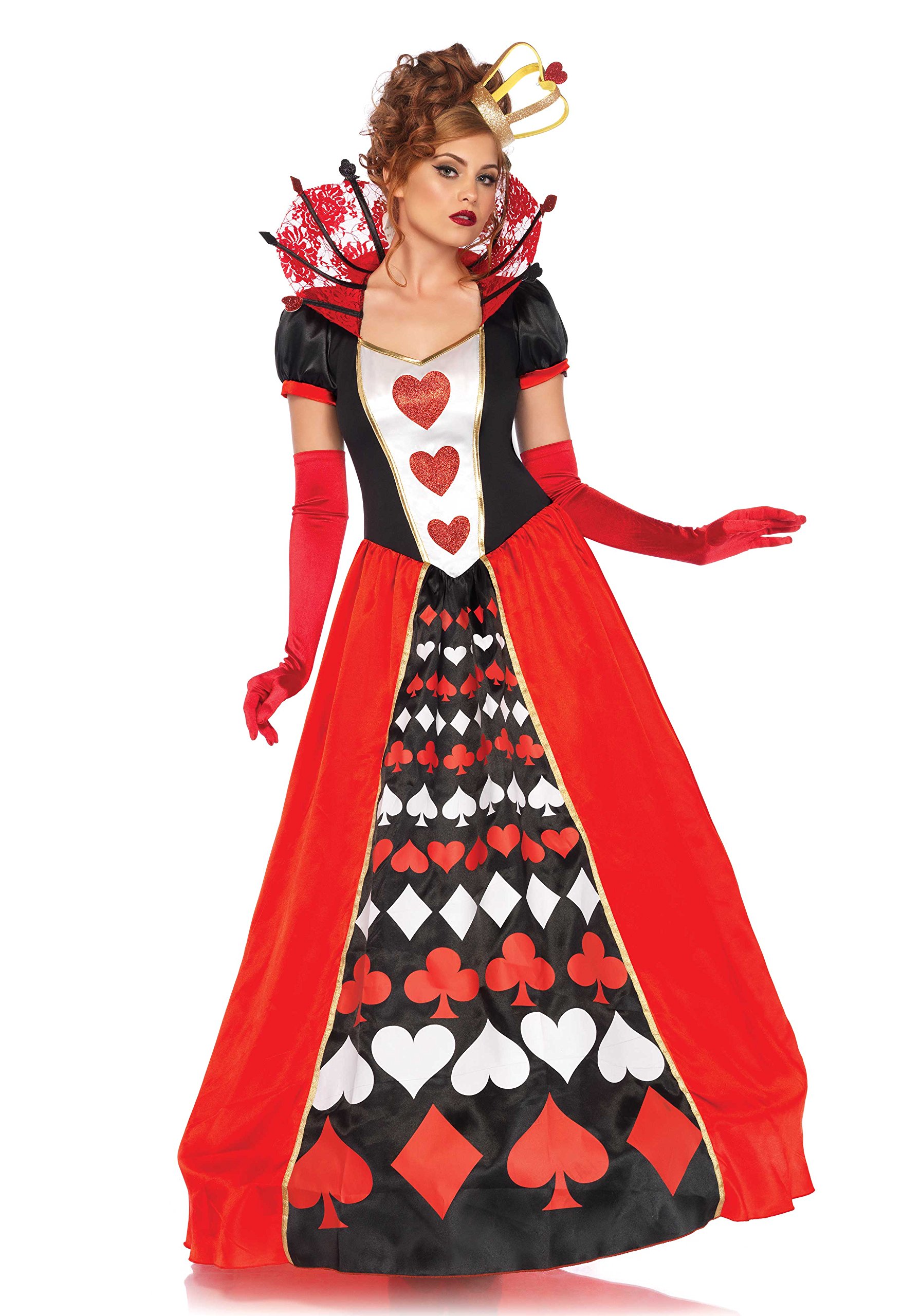 Leg Avenue Women's Wonderland Queen of Hearts Halloween Costume - Sexy Red & Black Dress with Corset & Petticoat for Cosplay, Costume Parties & Themed Events