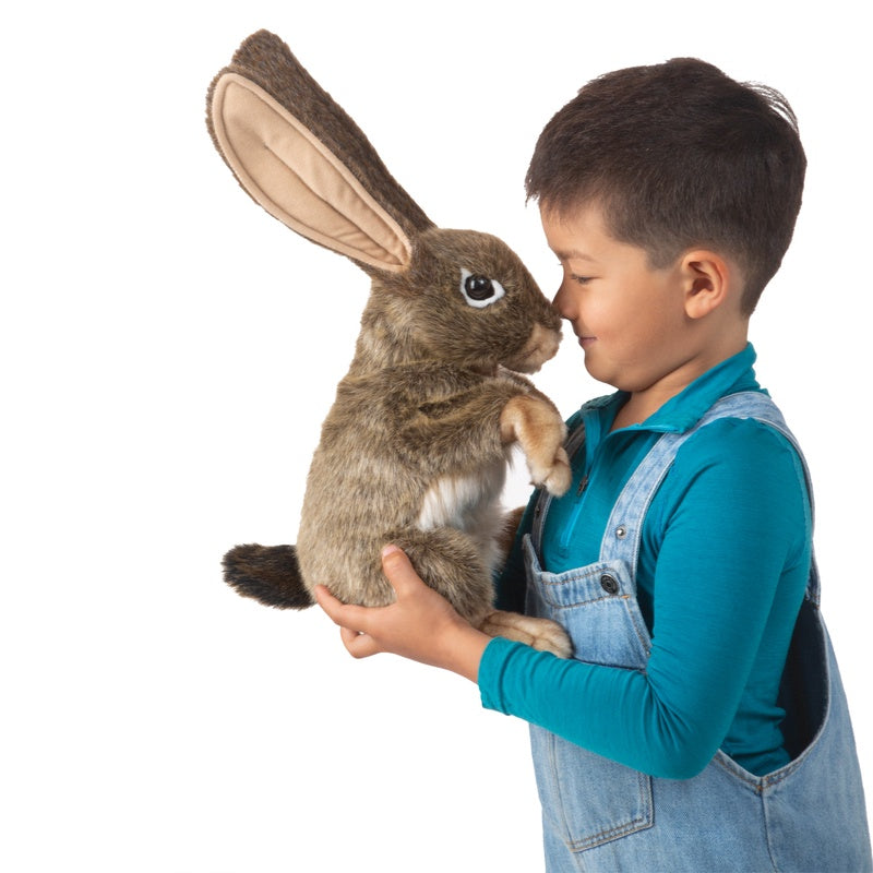 Jack Rabbit Hand Puppet by Folkmanis - Realistic & Interactive Stuffed Animal Toy for Kids, Storytelling, and Educational Play