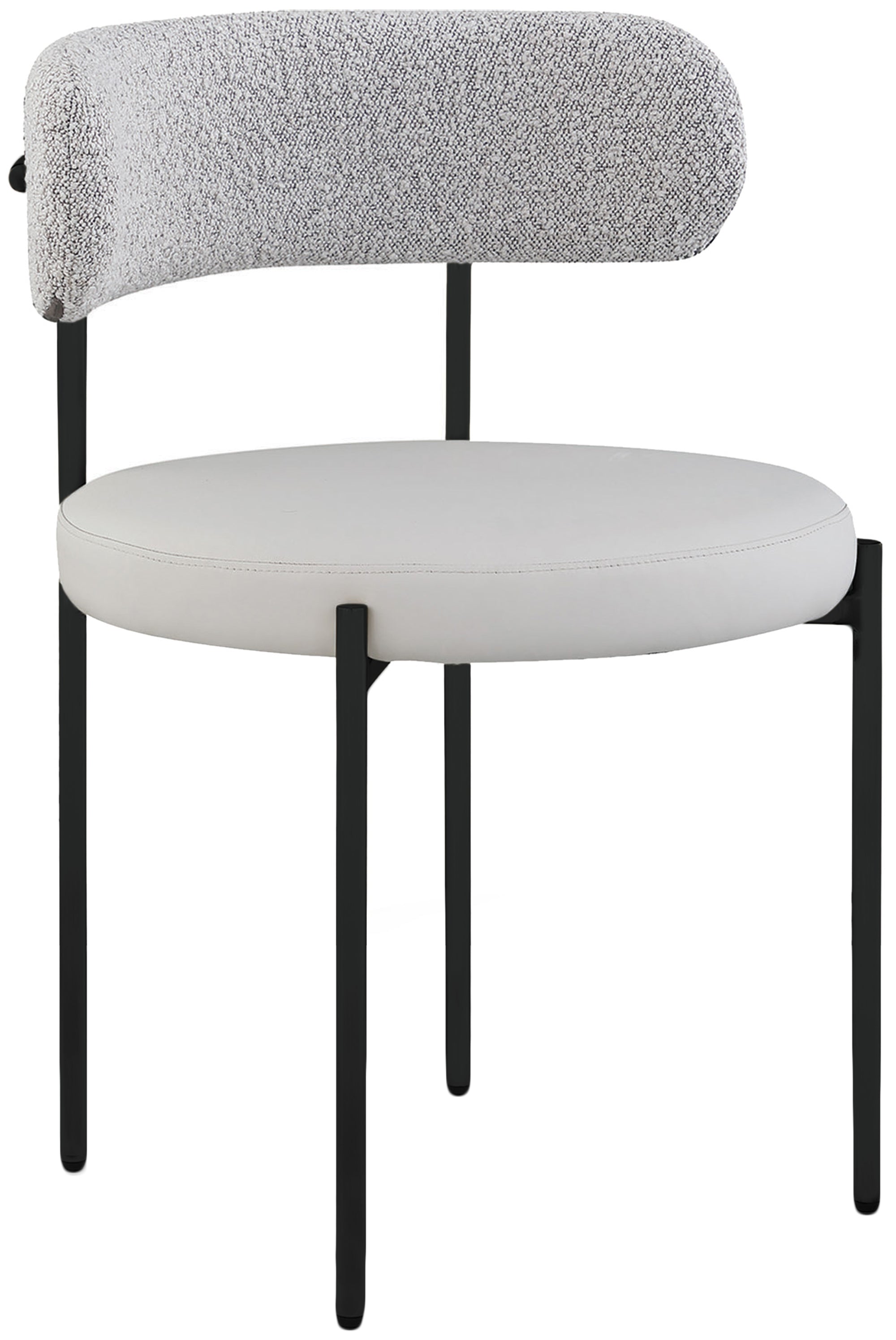 Vegan Leather & Boucle Fabric Dining Chair - Modern Comfort for Home, Office & Restaurant Use