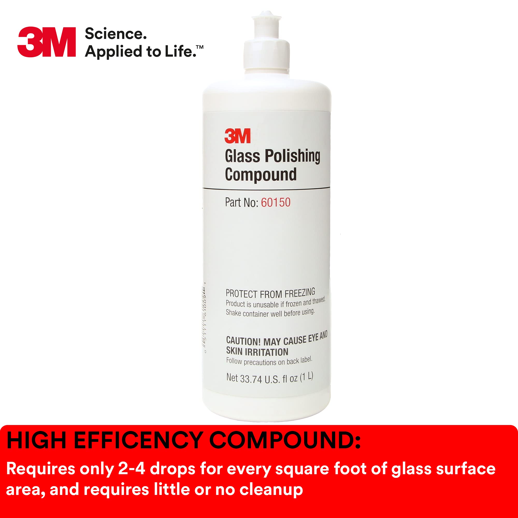 3M Cerium Oxide Glass Polishing Compound – Defect Repair & Scratch Remover for Glass, Windshield, Mirrors – Permanently Removes Fine Scratches, Swirl Marks, Water Spots – Perfect for Auto Glass, Windows, and Glassware Restoration