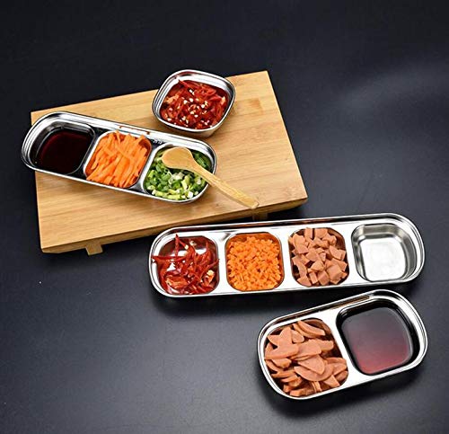 4-Piece Stainless Steel Dipping Sauce Dish Set - Small Condiment Bowls for Soy Sauce, Ketchup, Mustard - Perfect for Appetizers, Sushi, Dumplings & Party Snacks
