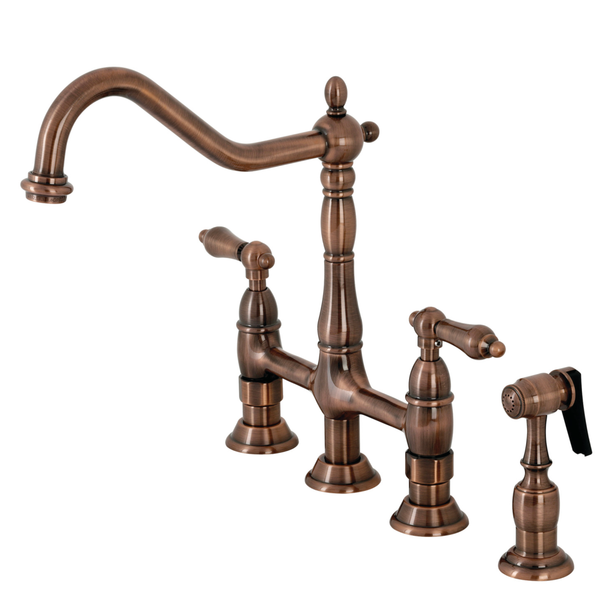 Stainless Steel Lever Handles Bridge Kitchen Faucet with Pull Down Side Sprayer - Perfect for Modern Farmhouse & Commercial Style Sinks