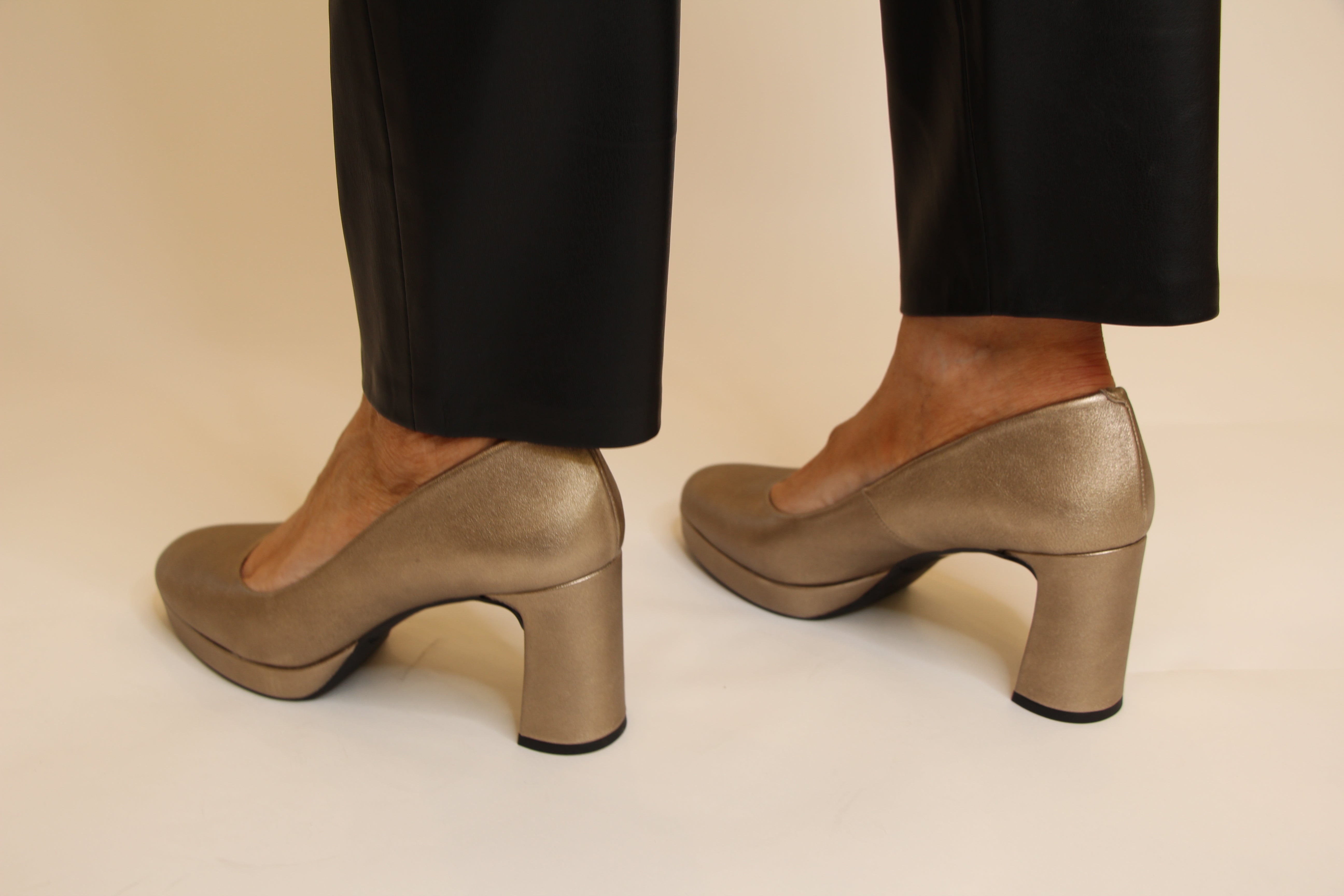 Unisa Malik Bronze Platform Court Shoes for Women - Comfortable & Stylish Heels for Work, Parties & Special Occasions