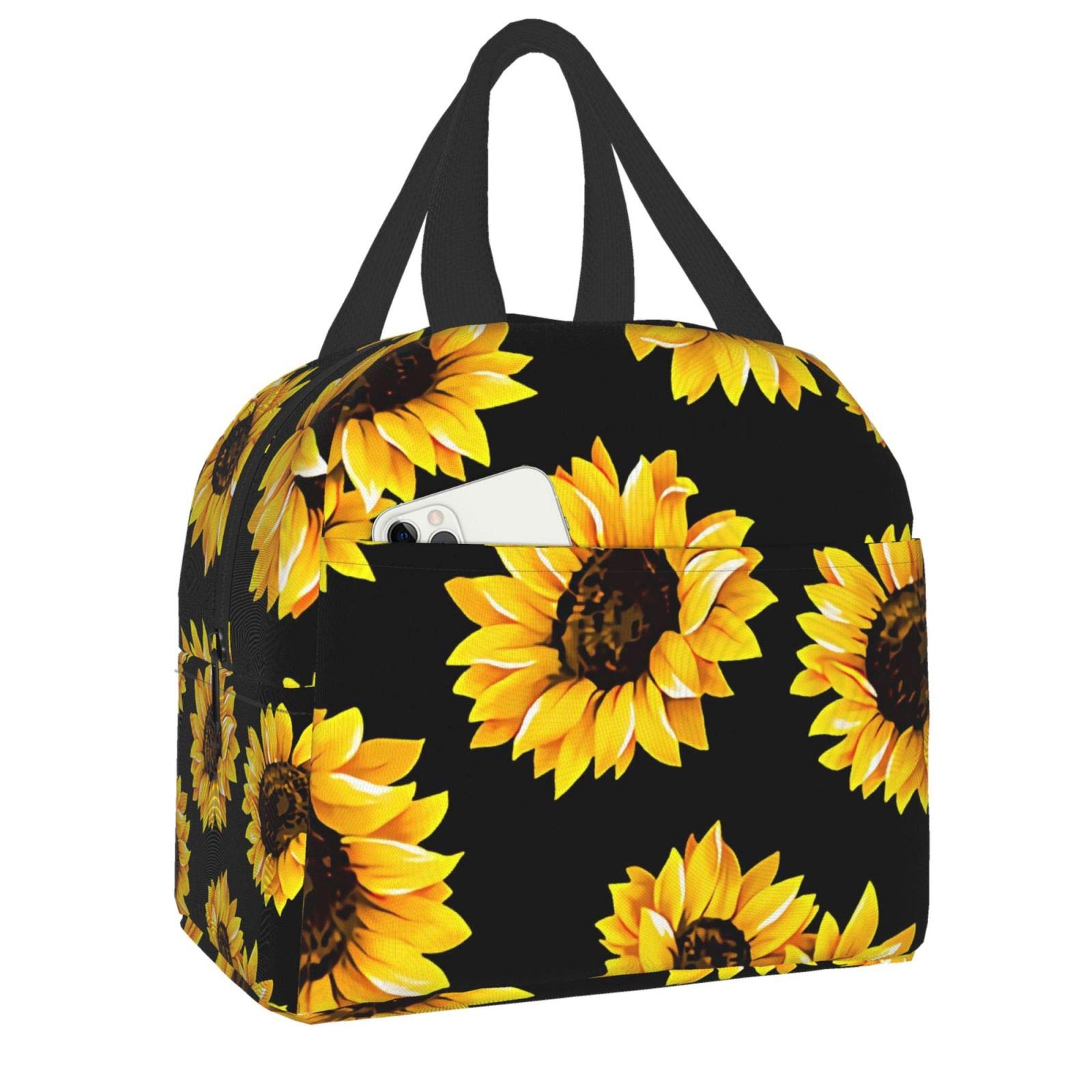 Stylish Insulated Lunch Bag for Women & Teens - Cute Sunflower Design Lunch Box for Work, School & Travel - Perfect for Office, Picnics & Daily Commutes