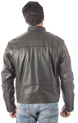 REED Men's Biker Jacket - Genuine Imported Naked Cow Leather, Removable Zip-Out Lining, Stylish Motorcycle Jacket for Riding & Casual Wear