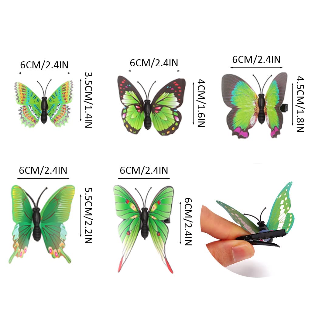 BARTOSI Green Butterfly Hair Clips - Pack of 20 Cute Butterfly Hair Barrettes for Women & Girls | Perfect for School, Parties & Everyday Styling