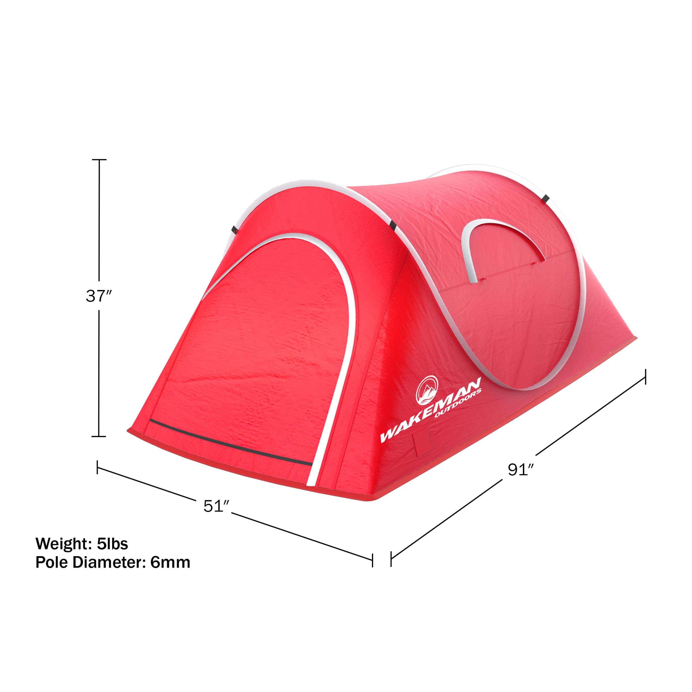 Wakeman 2-Person Pop-Up Tent with Carry Bag & Camping Lantern Fan - Lightweight Waterproof Camping Gear for Hiking, Backpacking, and Outdoor Adventures