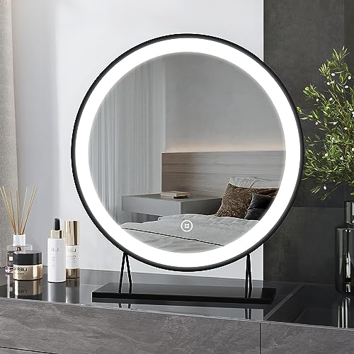 Black | Round Hollywood Mirror