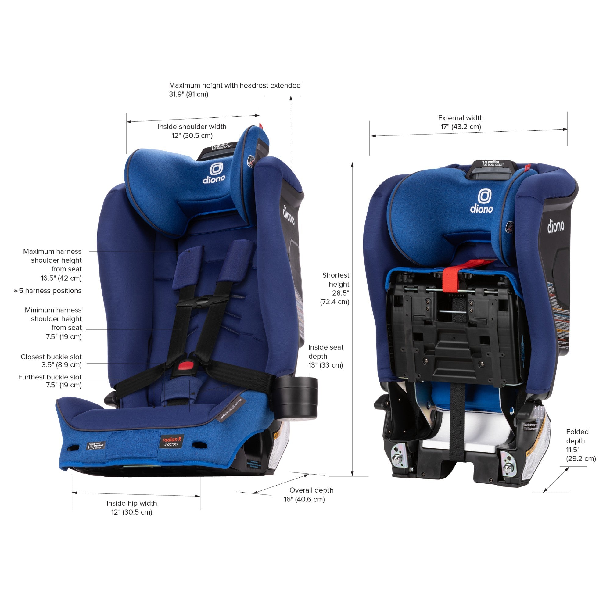 Diono Radian 3R SafePlus Convertible Booster Car Seat for Kids - Safe & Comfortable for Travel, School, and Family Road Trips