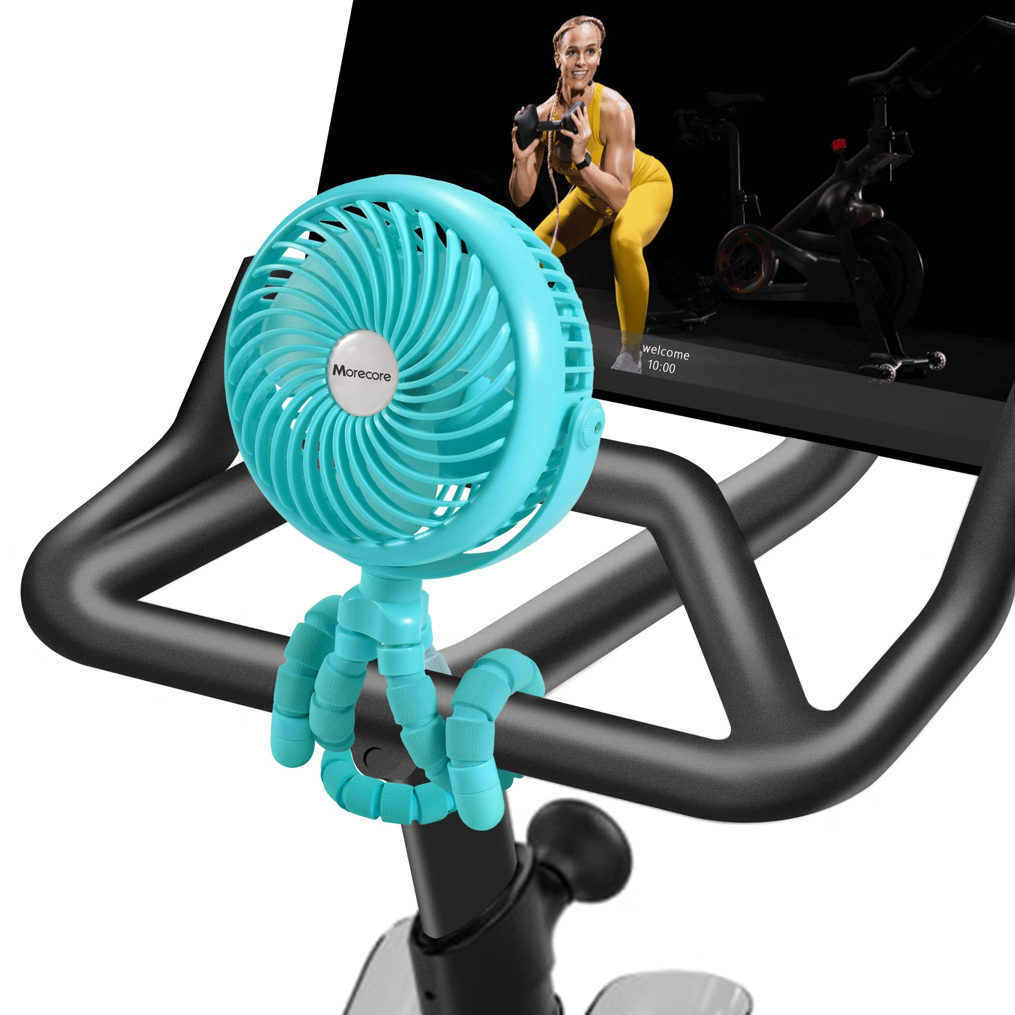 Rechargeable Clip Fan for Bike & Treadmill - Blue | Portable Exercise Cooling
