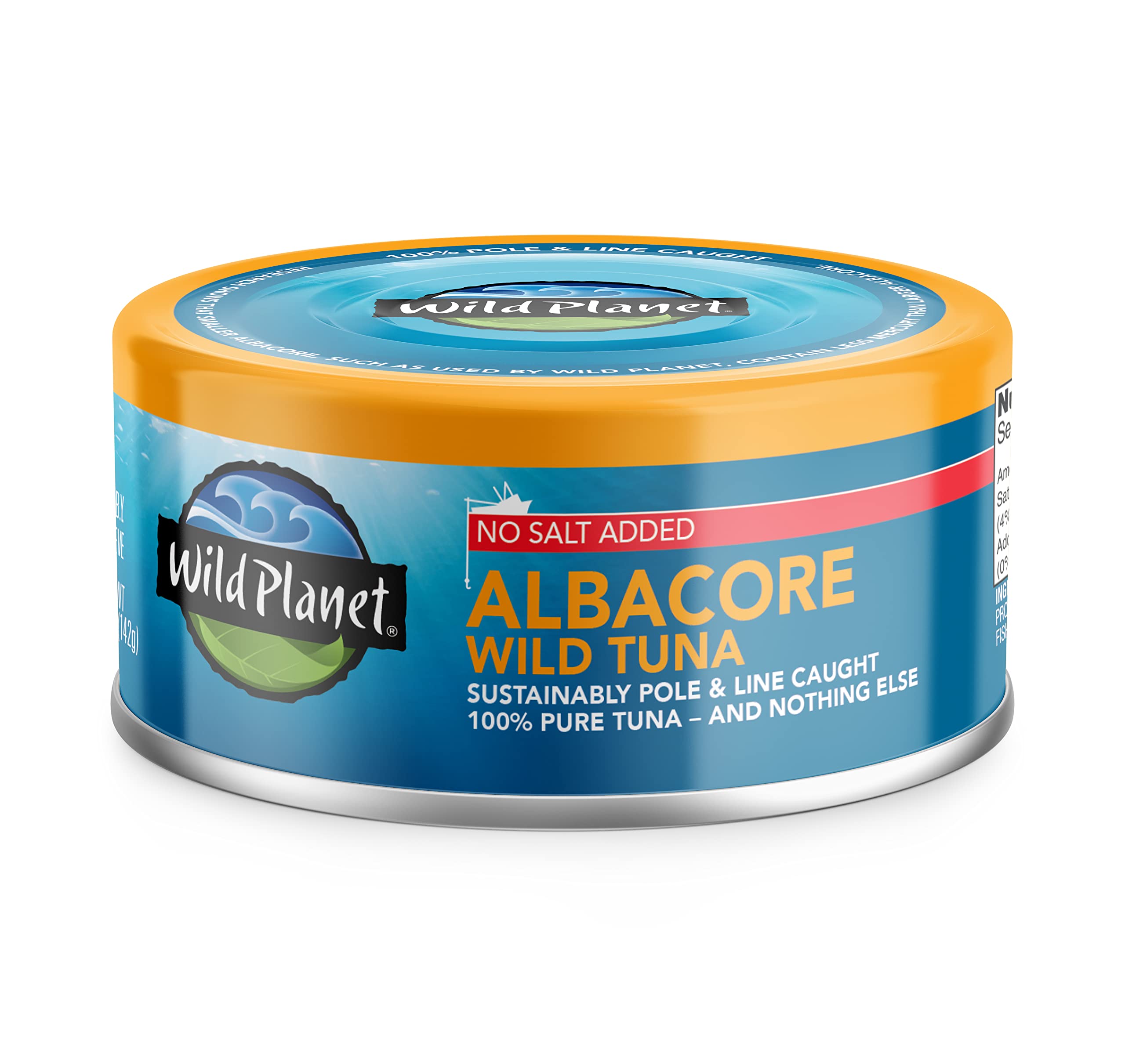 Wild Planet Wild Albacore Tuna - No Salt Added, Sustainably Caught, Non-GMO, Kosher Certified (5 oz Can) - Perfect for Salads, Sandwiches & Healthy Meal Prep