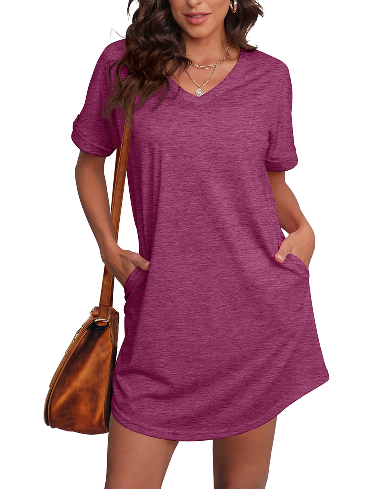 Women's Summer T-Shirt Dress with Pockets - Short Sleeve Casual Comfort Dress for Beach, Vacation & Everyday Wear
