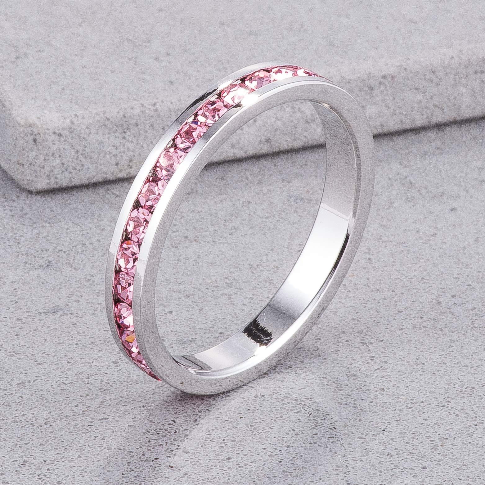 Elegant Swarovski Crystal Birthstone Stackable Eternity Rings | Perfect for Anniversary Gifts, Mother's Day Jewelry & Everyday Wear