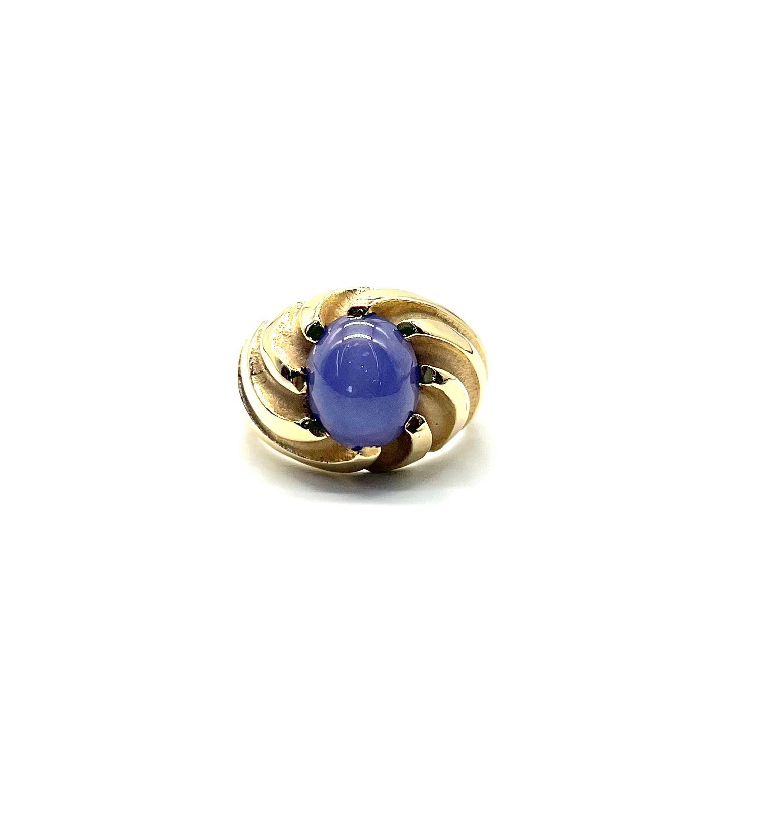 14K Yellow Gold Blue Star Sapphire Swirl Ring for Women - Elegant Birthstone Jewelry Gift for Her, Perfect for Anniversaries, Engagements & Special Occasions