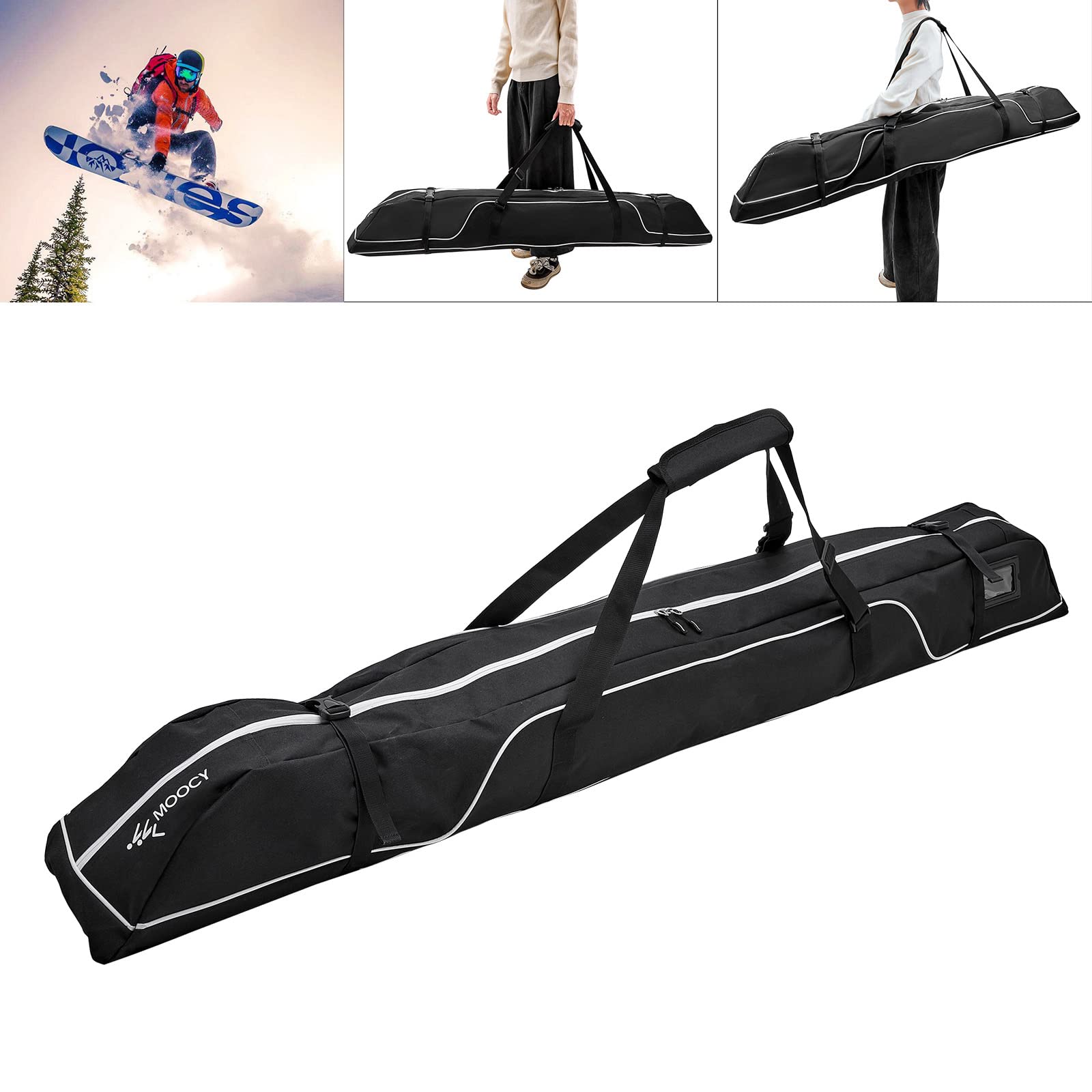 Waterproof Ski and Snowboard Storage Bag - 192cm Black Travel Equipment Organizer for Ski Gear Protection | Perfect for Winter Sports, Travel & Equipment Storage
