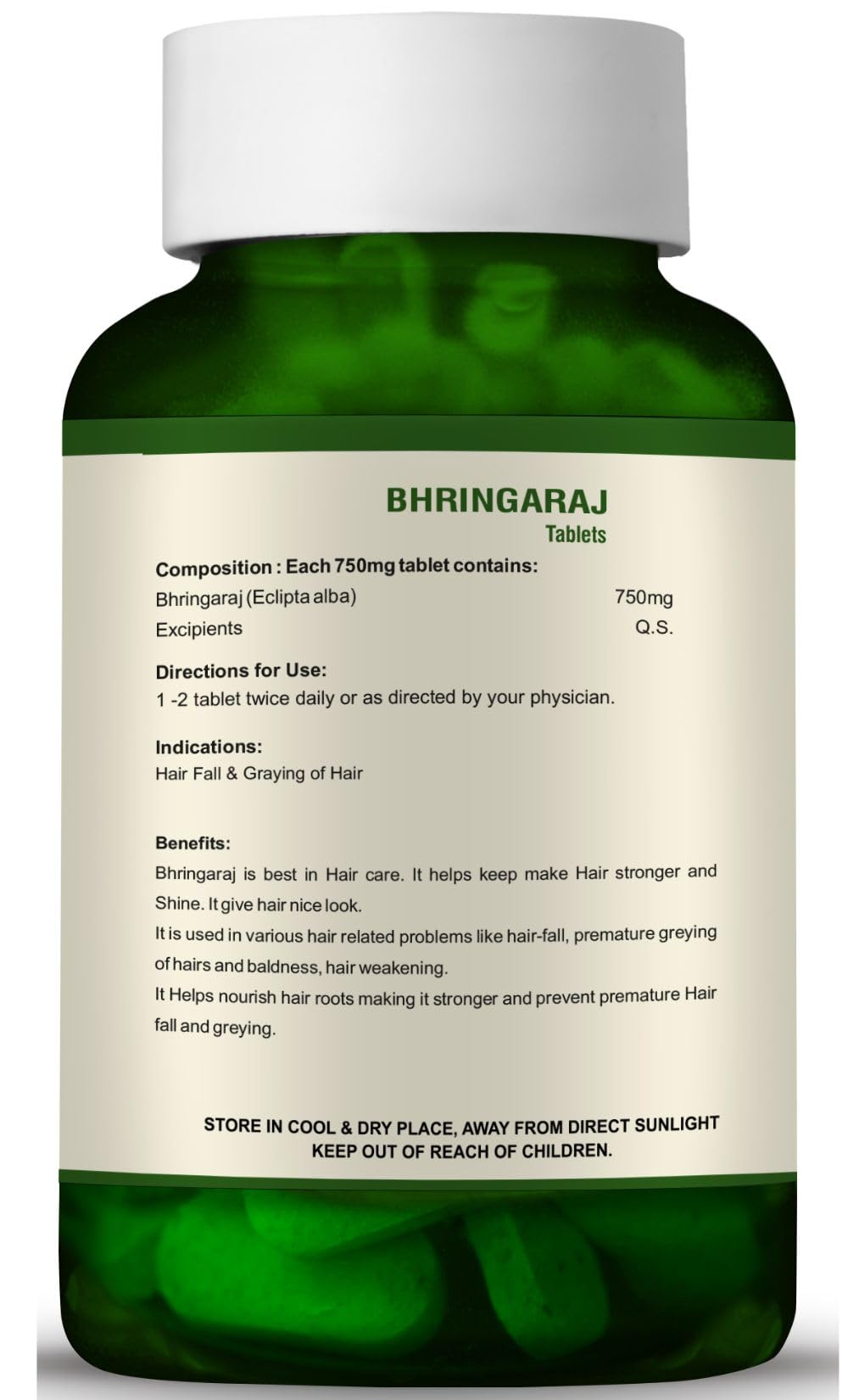 Bio Resurge Ayurvedic Bhringraj Healthy Skin & Hair Supplement - 60 Tablets 750mg | Promotes Hair Growth & Glowing Skin | Perfect for Daily Wellness Routine & Ayurvedic Self-Care