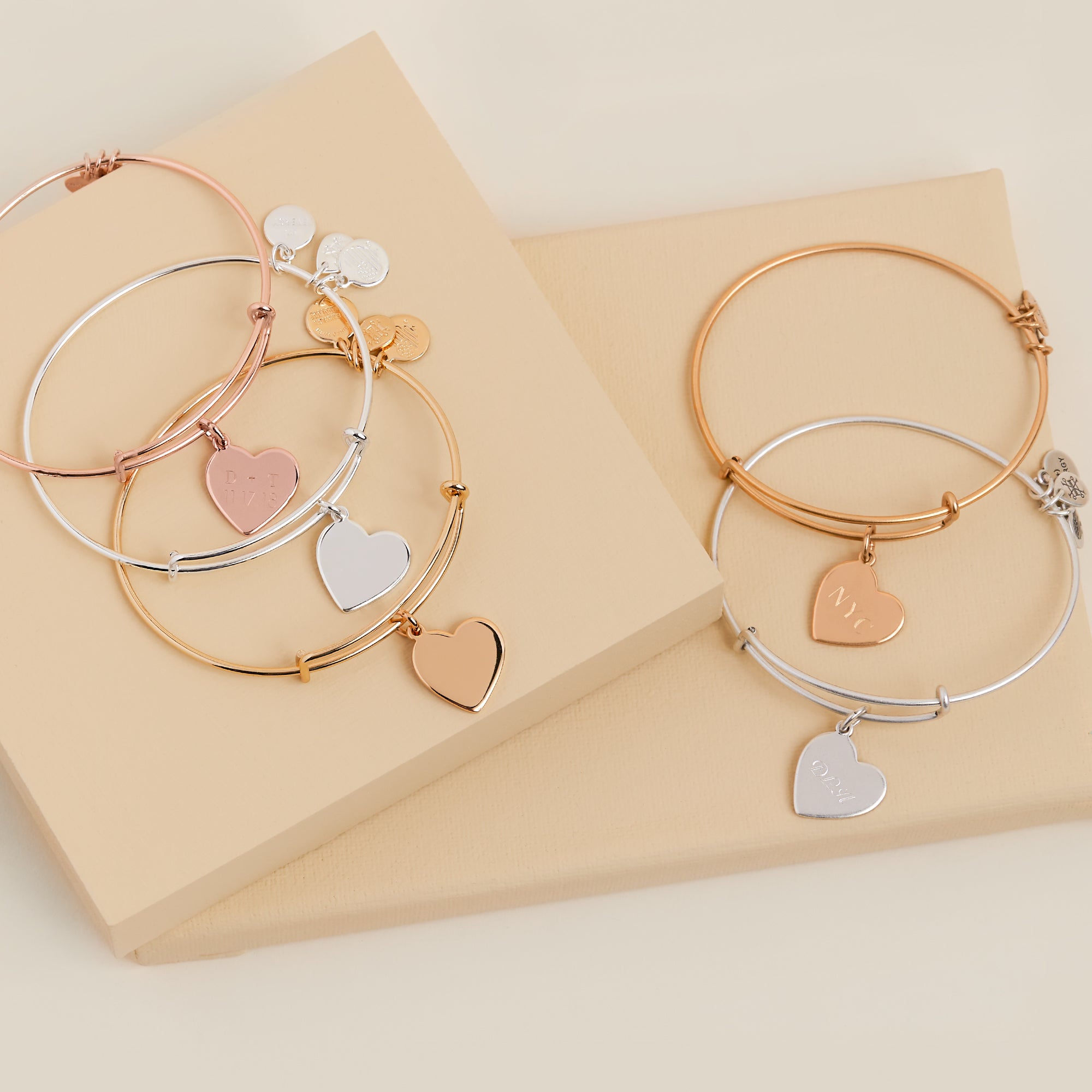 Elegant Heart Charm Bangle Bracelet for Women - Sterling Silver or Gold Plated - Perfect for Valentine's Day Gifts, Anniversary Presents & Everyday Wear