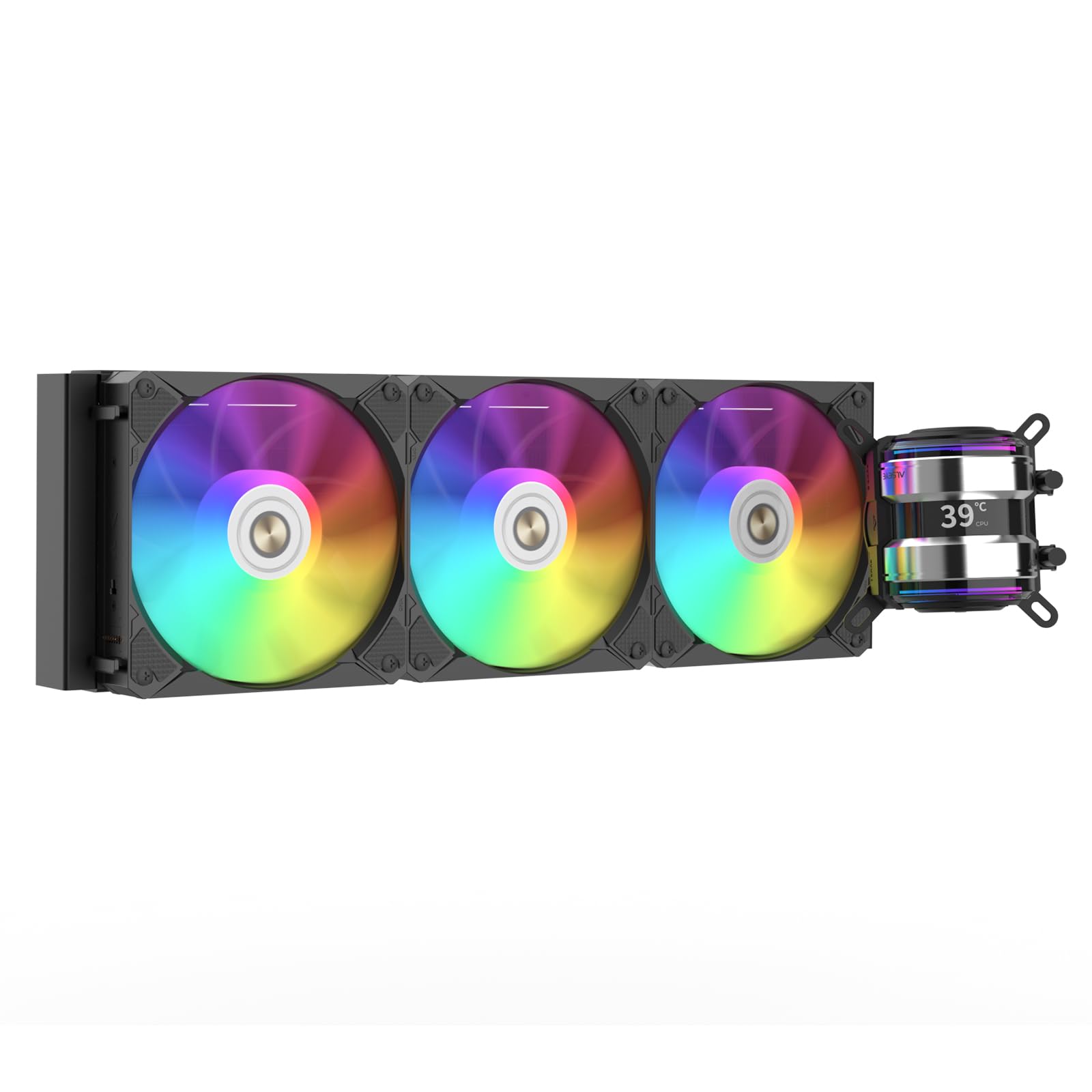 ALSEYE Infinity i360 RGB Water Cooling System - 360mm CPU Liquid Cooler with Dual LED Pumps, Temperature Display, 3x120mm ARGB PWM Fans for Intel LGA 1700/1200 & AMD AM5/AM4 - Quiet PC Cooling Solution for Gaming Rigs and High-Performance Computers (Black)