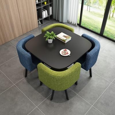 Nordic Style Reception Negotiation Table Set with 4 Chairs - Small Conference Table for Business Meetings, Office Reception & Coffee Break Areas - Modern Office Furniture for Professional Workspaces