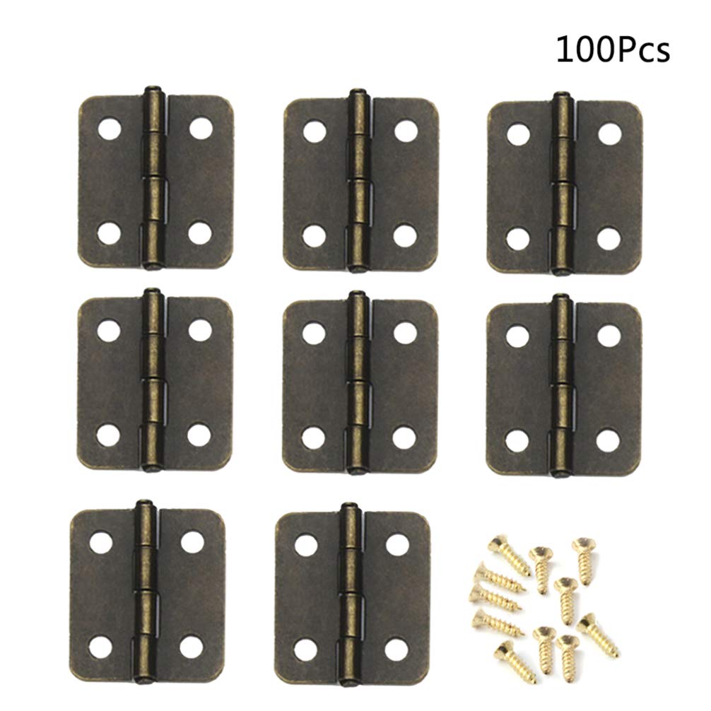 Healifty 20pcs 1:12 Scale Miniature Hinges for Dollhouse Furniture - Bronze Cabinet & Closet Hardware with 80 Screws - Perfect for DIY Dollhouse, Miniature Models, and Craft Projects