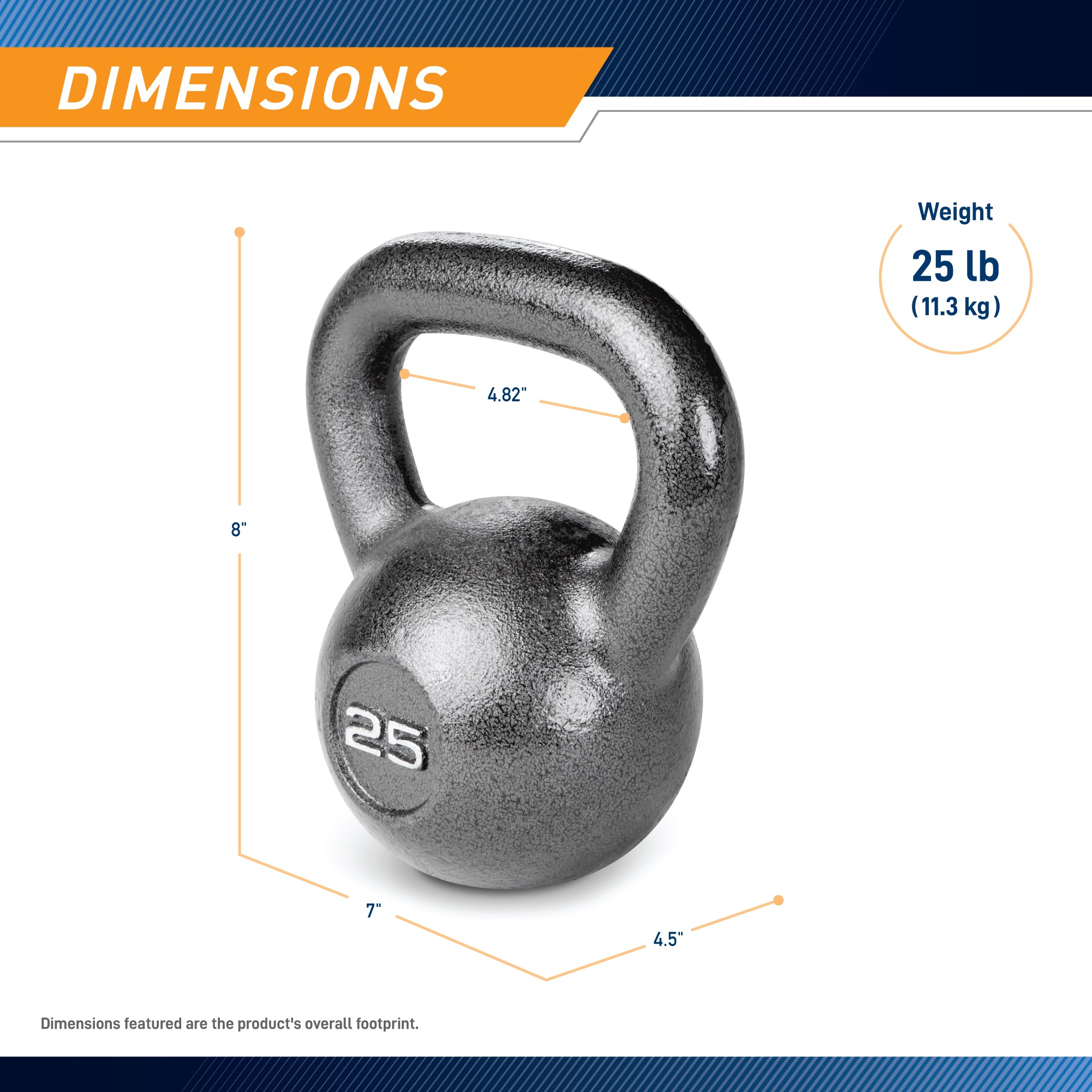 25lb Hammertone Kettlebell - Heavy Duty Cast Iron Home Gym Equipment for Strength Training, CrossFit & Weightlifting | Perfect for Home Workouts & Fitness Studios