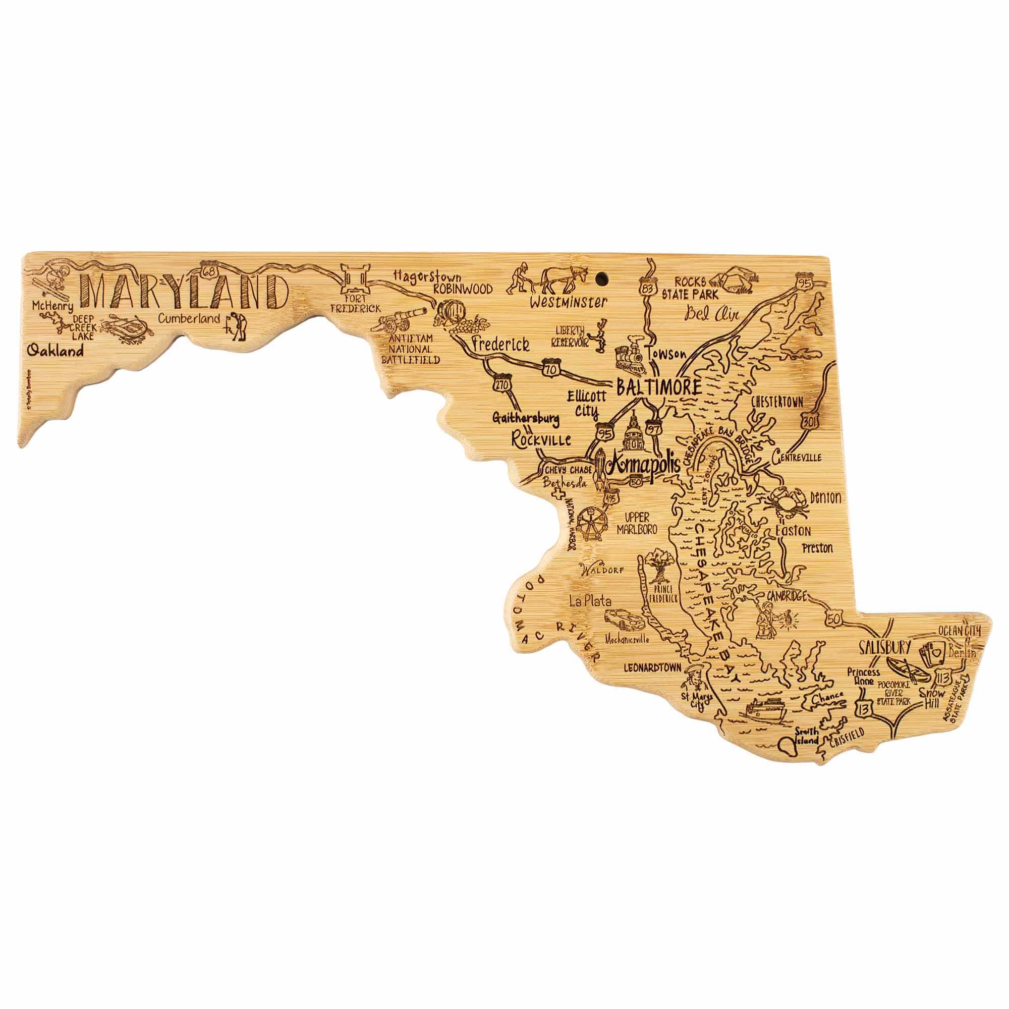 Premium 18 x 9 5/8 Inch Maryland Themed Wooden Cutting Board - Perfect for Kitchen Prep, Charcuterie Boards & Home Decor