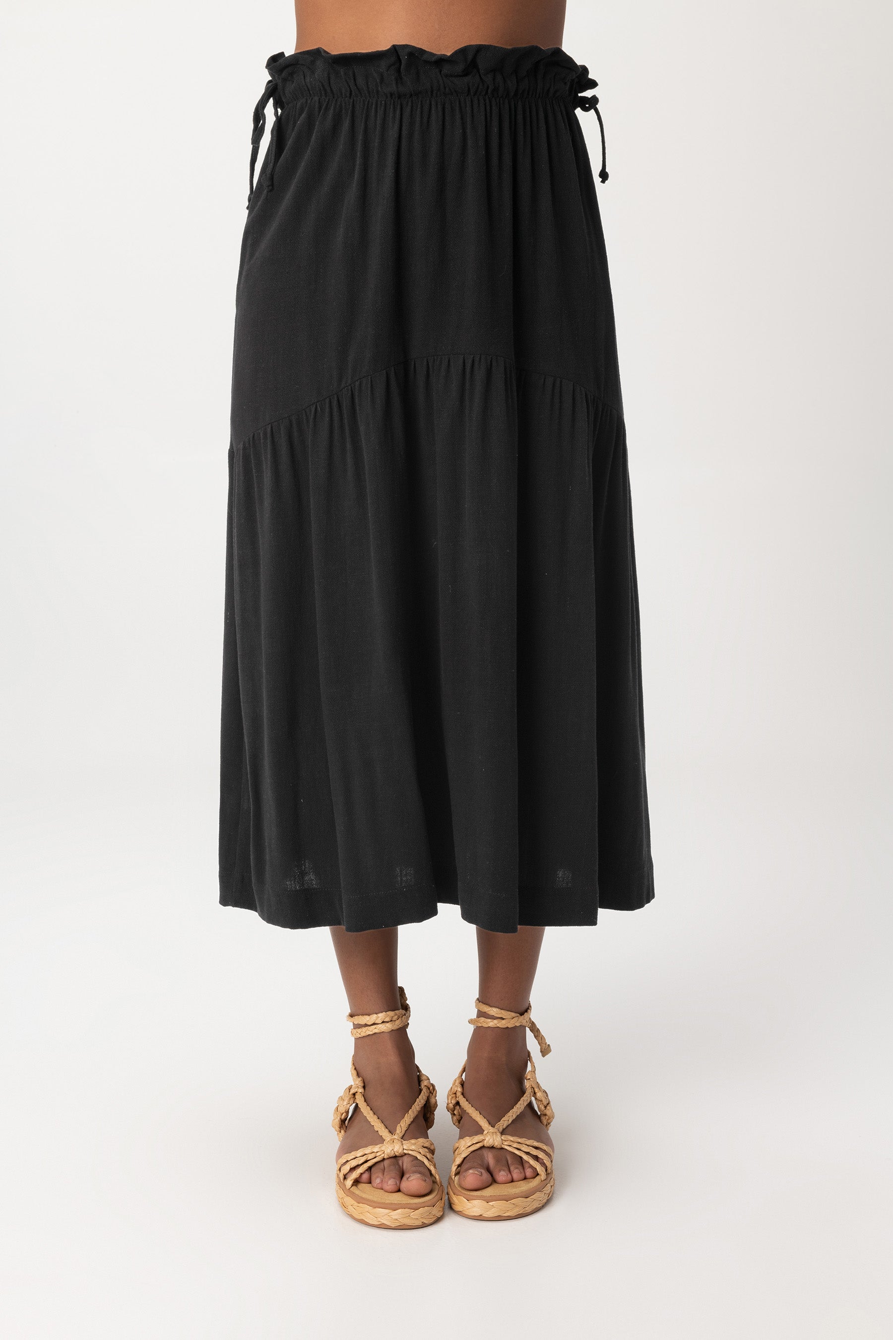 Elegant Sandy Tie Midi Skirt for Women - Summer Casual Flowy Wrap Skirt with Adjustable Waist - Perfect for Beach, Office & Date Night Outfits